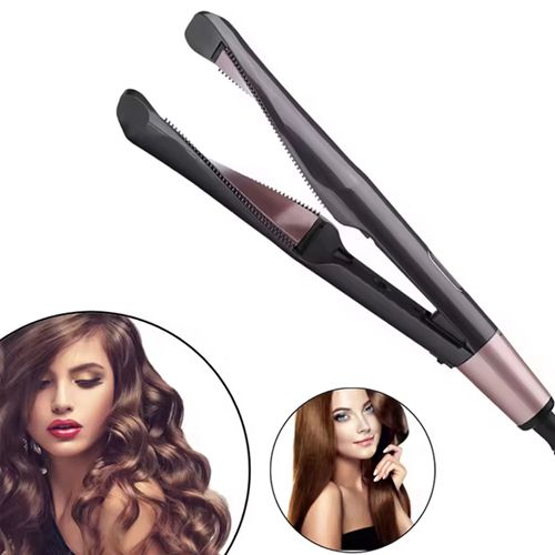 Hair Curler & Straightener 2 in 1, Spiral Wave Curling Iron, Professional Hair Straighteners
