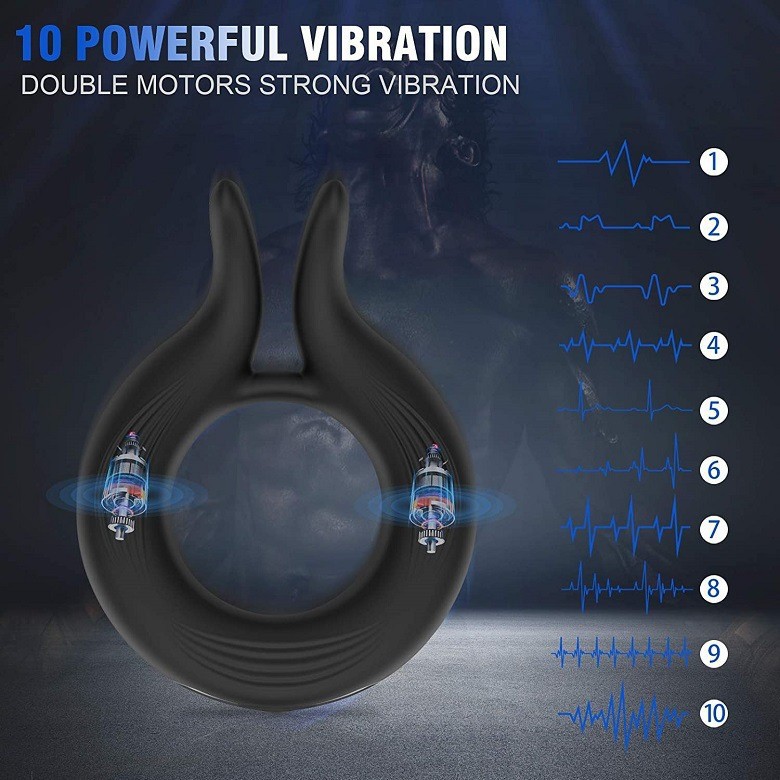 Silicone Penis Ring Vibrator Sex Toys For Men 10 Vibration Testicles Clitoris Stimulation for Man Adults Toys Delayed EjaEjaculation Sex Goods for Adults