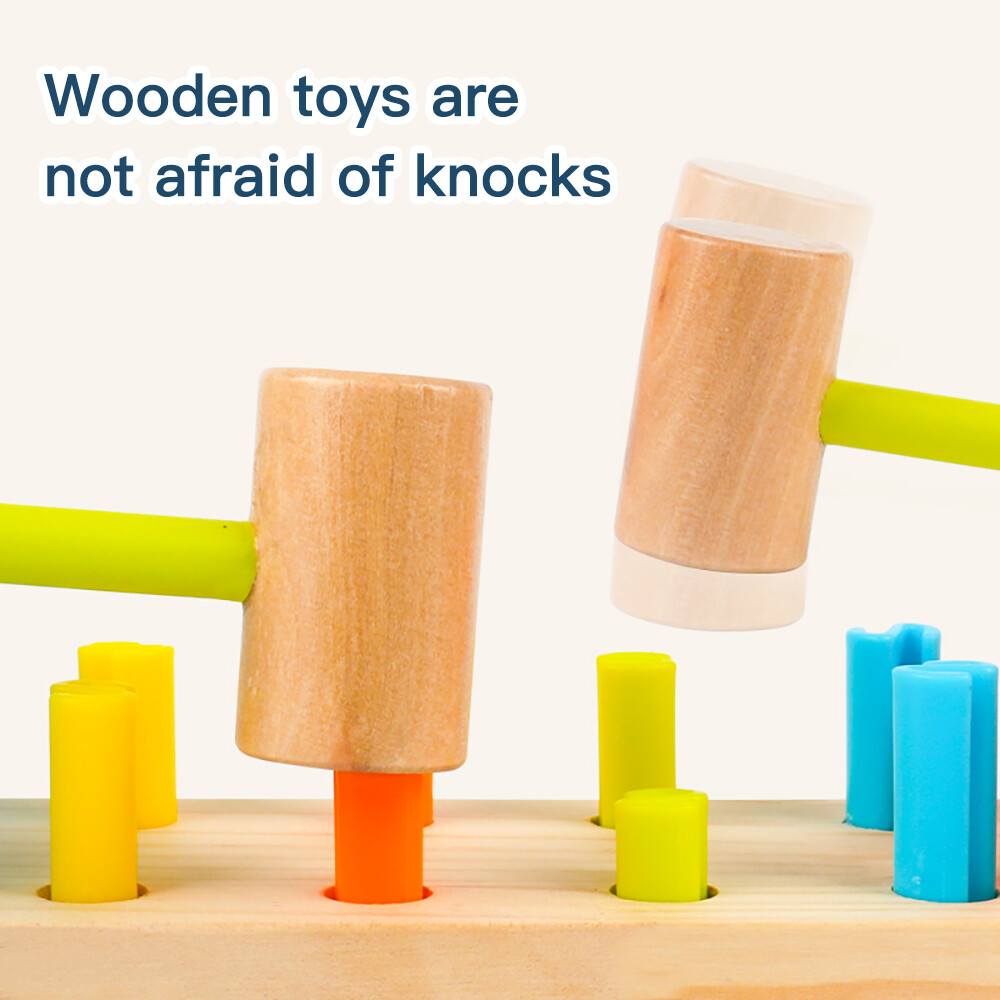 Montessori Wooden Hammering Toy - Develop Fine Motor Skills & Color Cognition and Hand-eye Coordination for Kids 3 Years Old