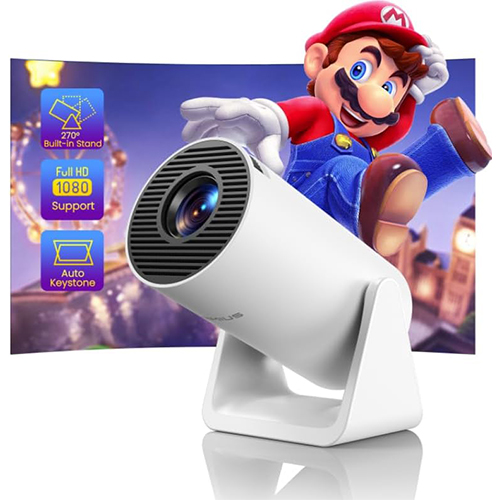 Mini Projector Auto Keystone Short Throw 15000 Lumen WiFi Bluetooth Portable Phone Projector 4K Full HD 1080P Supported  Rotatable Outdoor Home Cinema Video Projector for TV Stick PS5