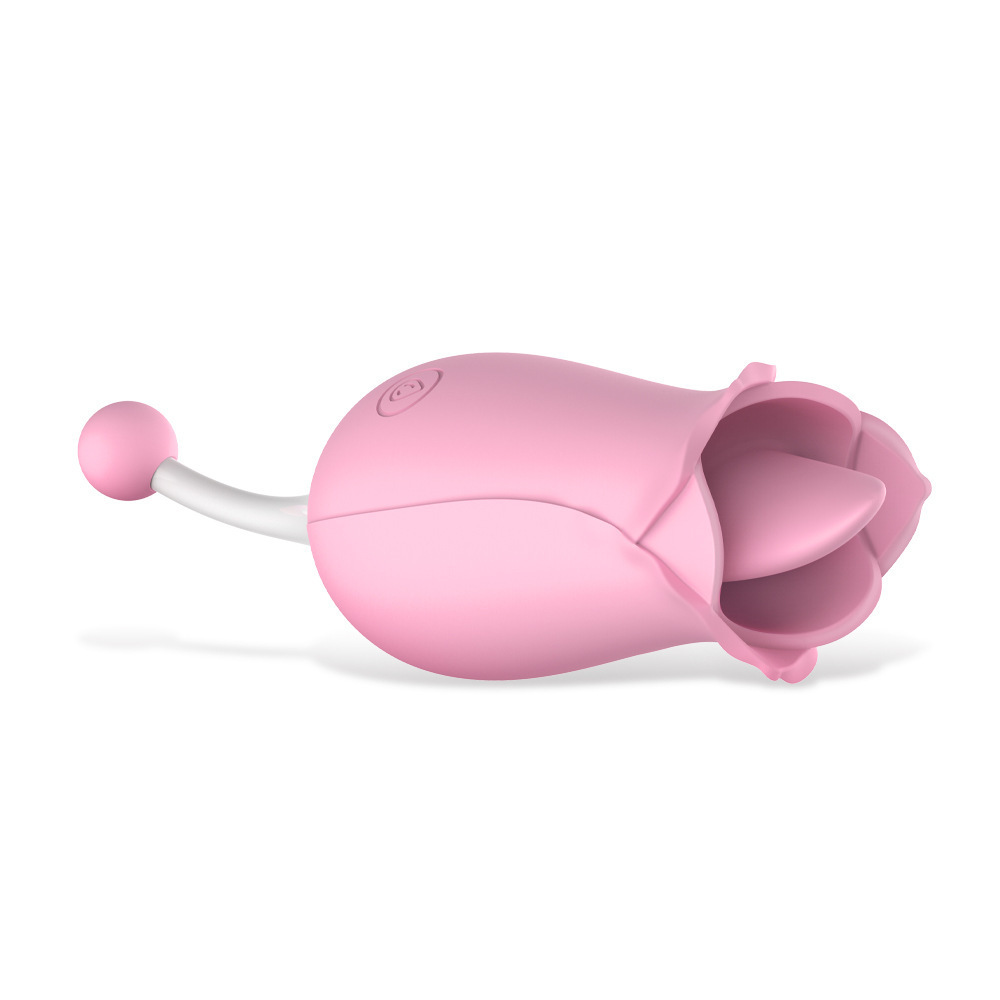 (Pink) Vibrator Female Pussy Clitoris Massager G-spot Stimulator Masturbator Couples Erotic Sex Toys Women Tongue Licking Vibrators Dual Head Rose Shape