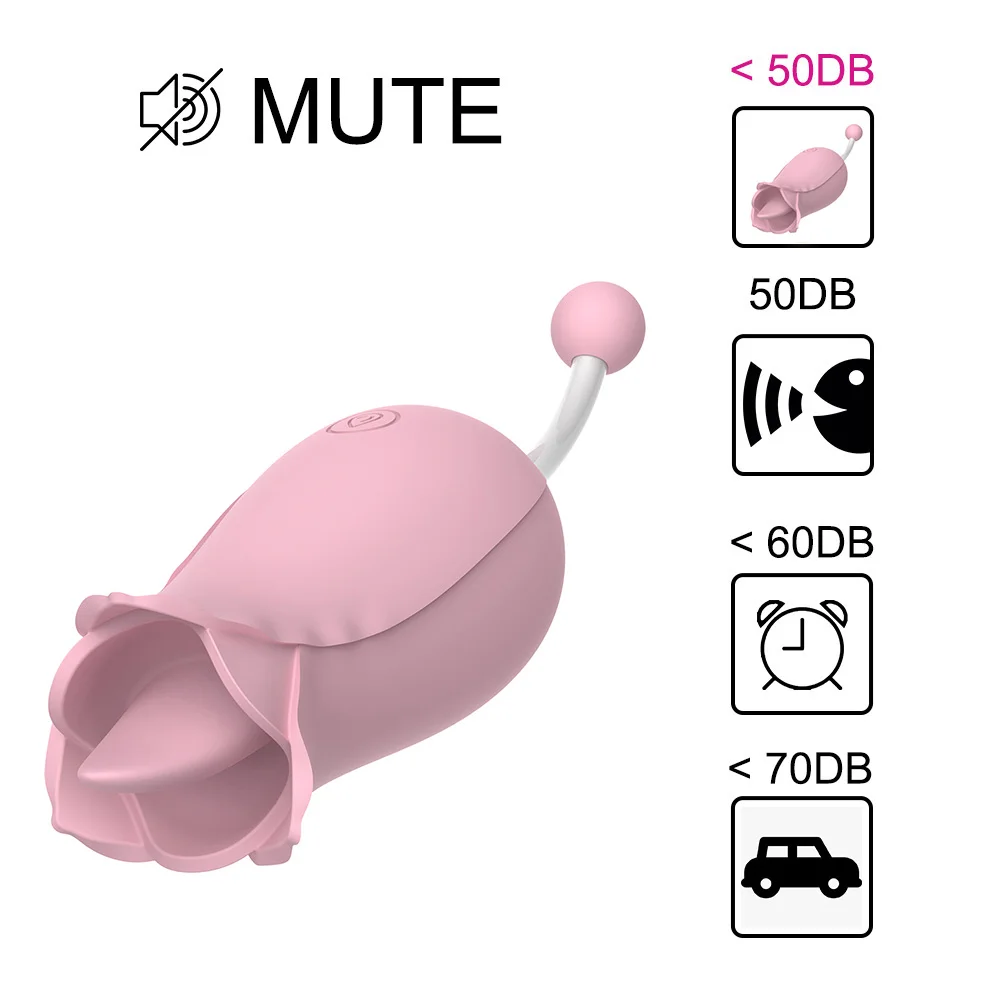 (Pink) Vibrator Female Pussy Clitoris Massager G-spot Stimulator Masturbator Couples Erotic Sex Toys Women Tongue Licking Vibrators Dual Head Rose Shape