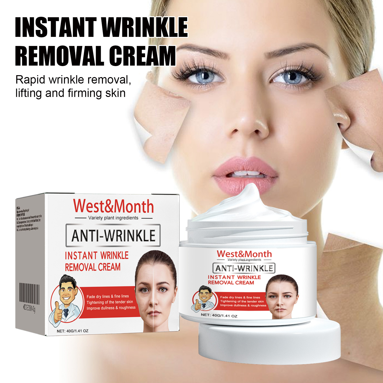 Face Cream Collagen Hyaluronic Acid Skin Care Removal Wrinkle Anti Aging Fade Fine Lines Moisturizing Shrink Pores Whitening Vitamin Retinol Brighten