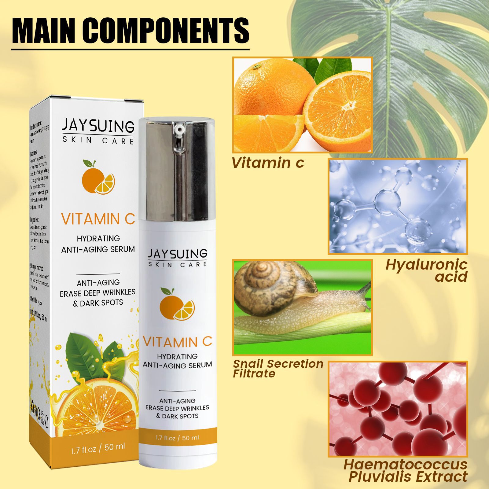 Vitamin C Serum For Hydrating Face Whitening Hyaluronic Acid Anti Wrinkle Brighten Dark Spot Freckle Essence Fade Fine Line Firming Facial Essence Skincare Nourish