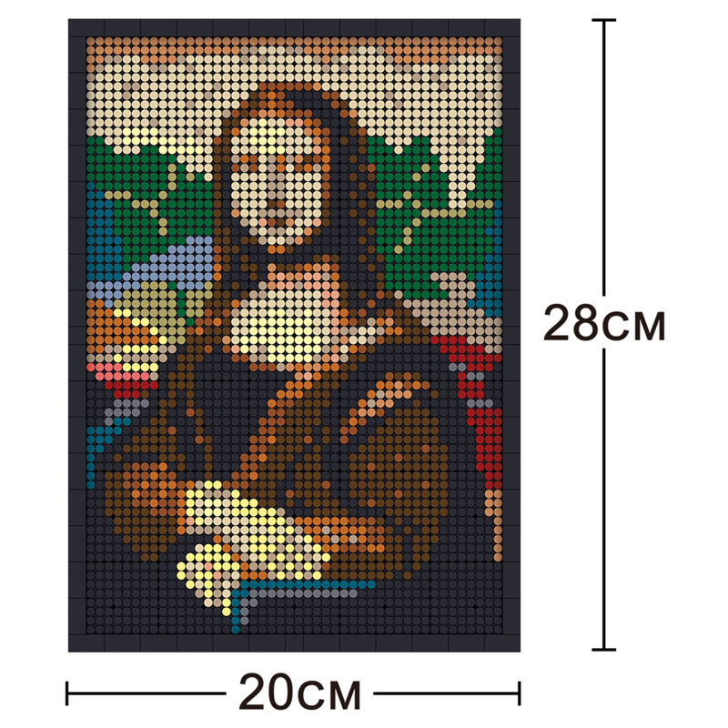 Art Crafts MOC Monalisa Portrayal Picture Mona Lisa Smile Hang Picture Model Building Blocks Brick Toys