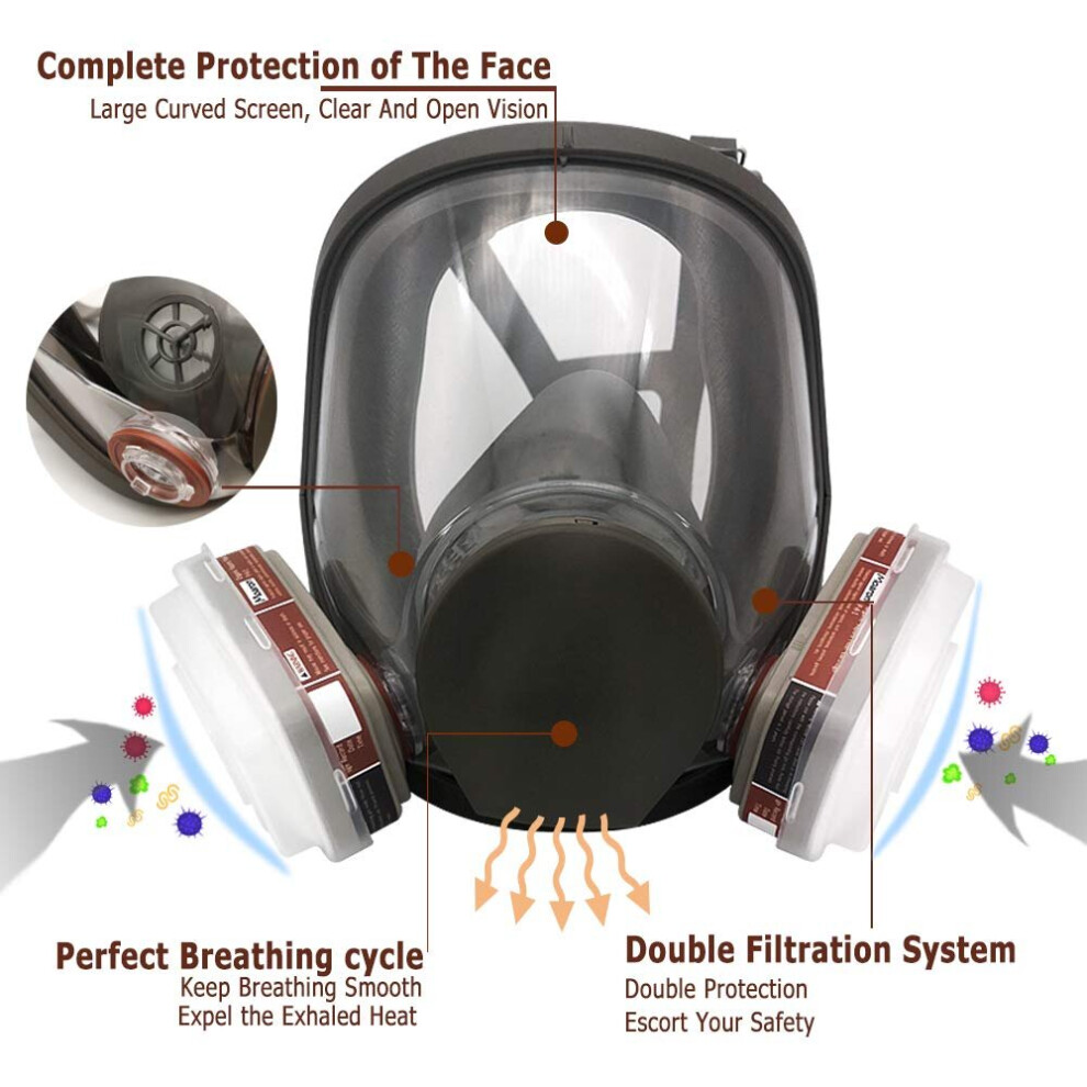 15in1 6800 Full Face Respirator Mask Activated Carbon Respirator Mask