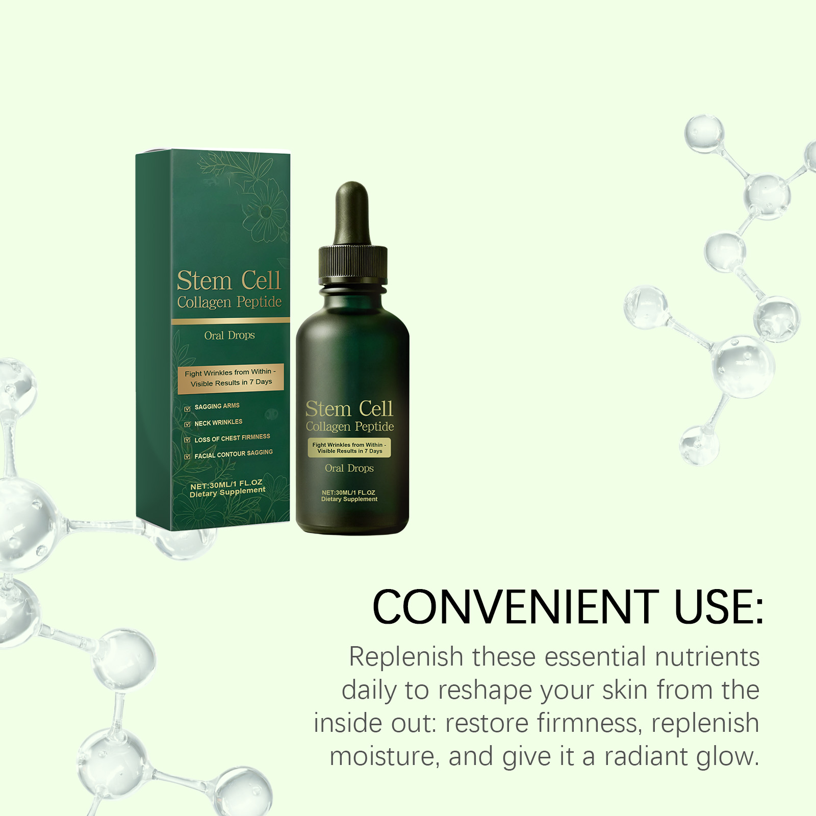 Stem Cell Collagen Peptide Oral Drops 30ml Natural Herbal Extracts