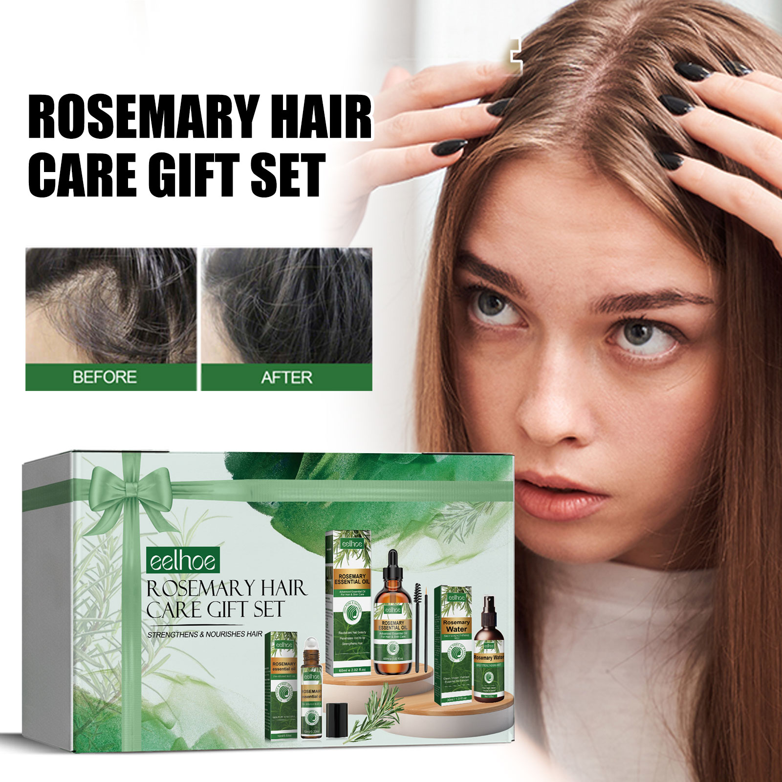 Rosemary Hair Care Gift Set Essential Oil Scalp Treatment Nourishing Thinning Hair Reduce Breakage Sebum Control Natural Formula