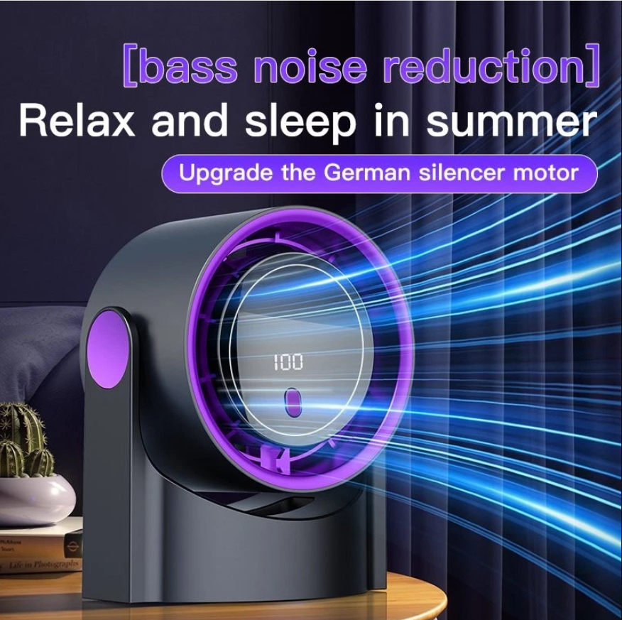 Table Fans 100 Speeds Wall-Mounted Desk Fan Ultra Quiet Battery&Speed Mode LED Display Portable Fan for Office