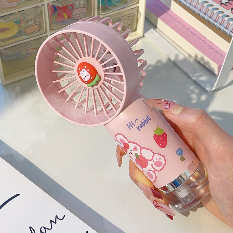 Handheld Spray Fan Toy Portable USB Rechargable Fans Summer Cooling Supplies Outdoor Camping Office Supplies ﻿