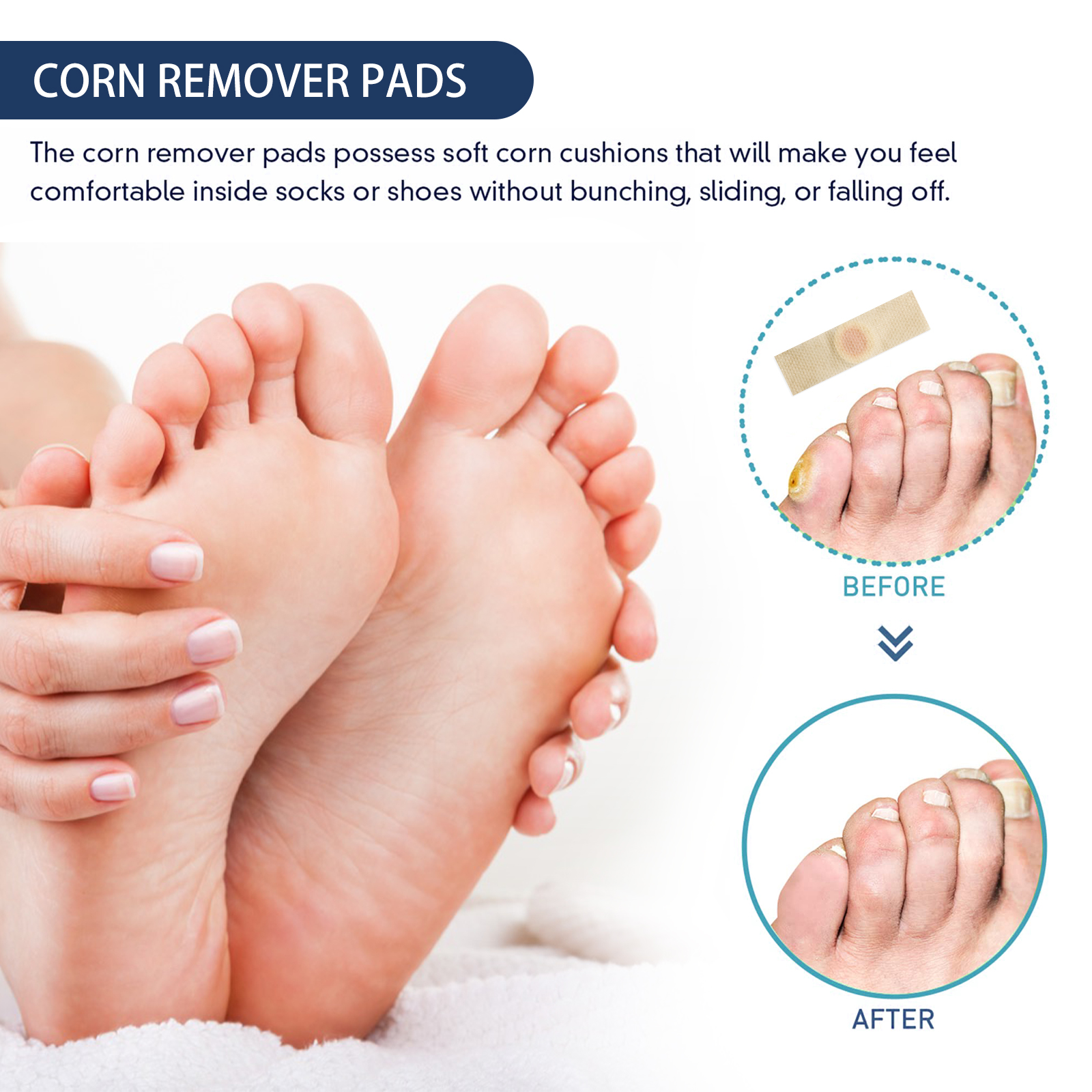 24Pcs Foot Toe Corn And Callus Removers Pads Self-Stick Adhesive Foot Cushion Corn Callus Remover Cushions Foot Care Patches