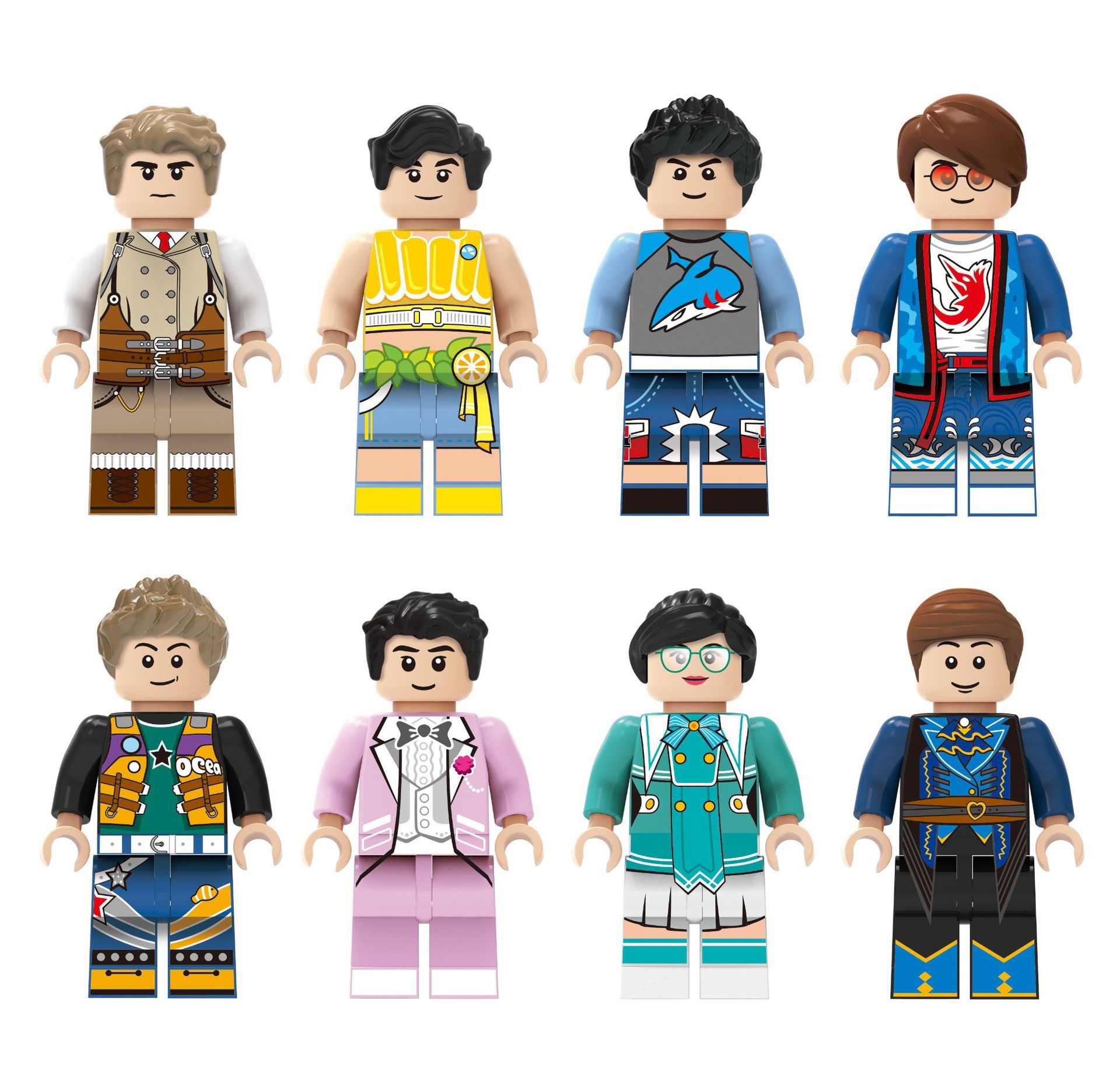 (8 Pcs Professions C) Mini Figures Toys Different Professions with Different Clothes Building Blocks Role Play Collection Happy Playset Gifts for Kids