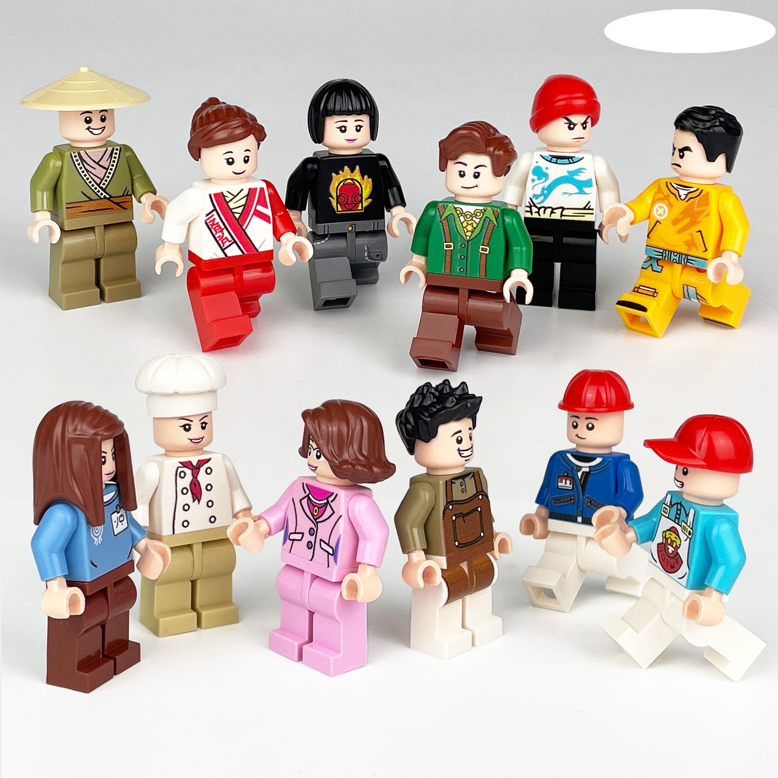 (8 Pcs Professions C) Mini Figures Toys Different Professions with Different Clothes Building Blocks Role Play Collection Happy Playset Gifts for Kids