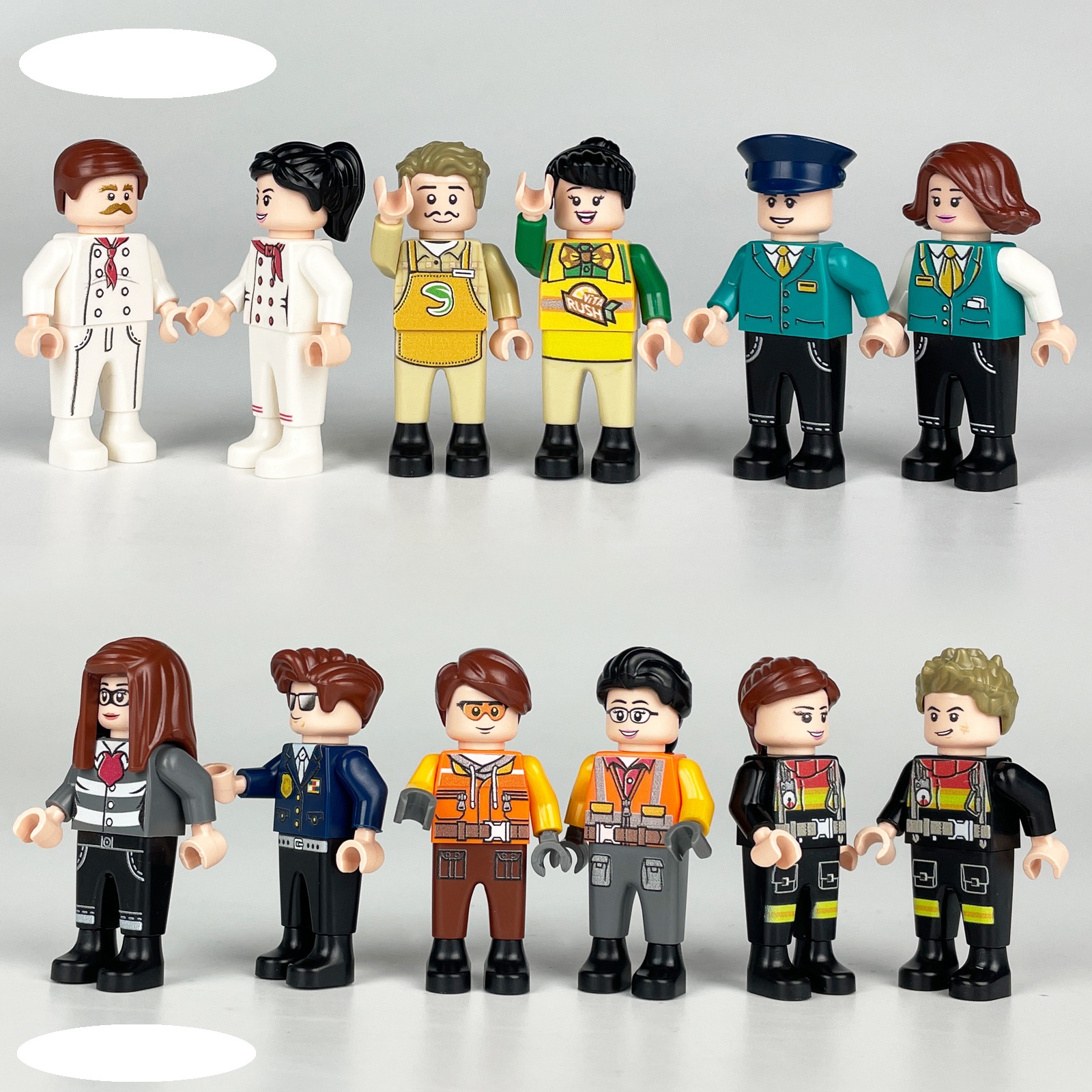 (8 Pcs Professions C) Mini Figures Toys Different Professions with Different Clothes Building Blocks Role Play Collection Happy Playset Gifts for Kids