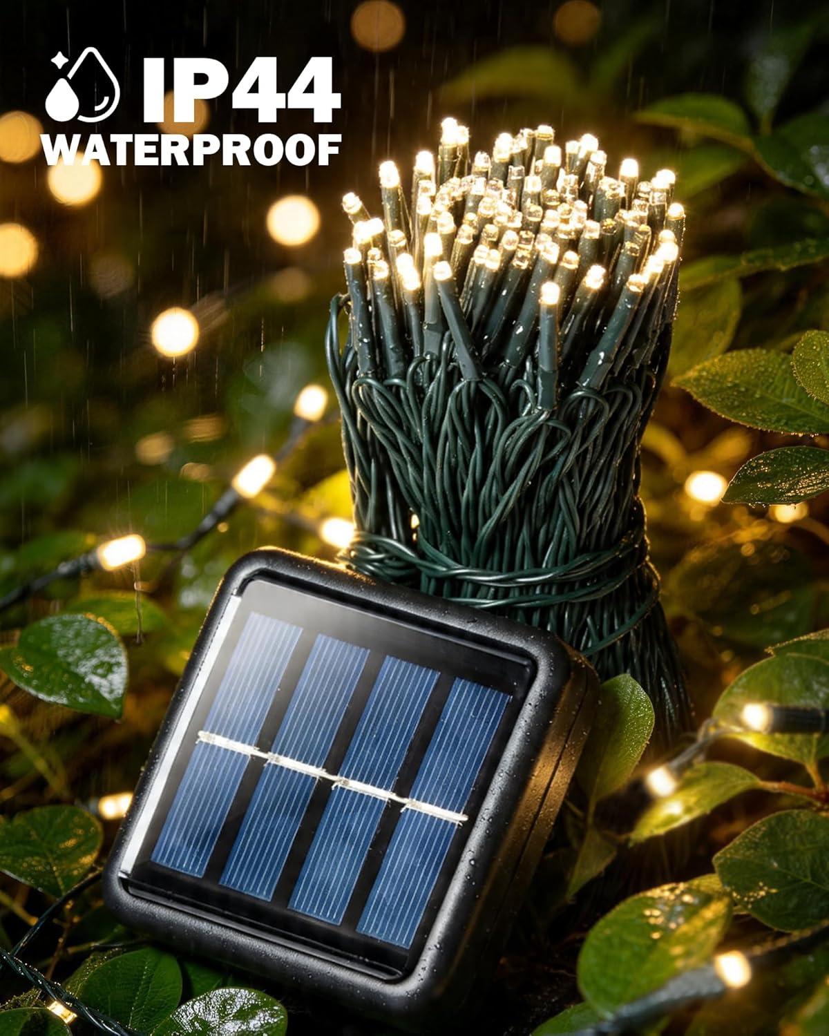 (Soft Gold) 3 Pack Solar Lights Outdoor Garden Each 59FT 180 Led Solar Powered String Lights Waterproof Fairy Lights 8 Modes 2 Mounting Ways for Outside Patio Yard Tree War