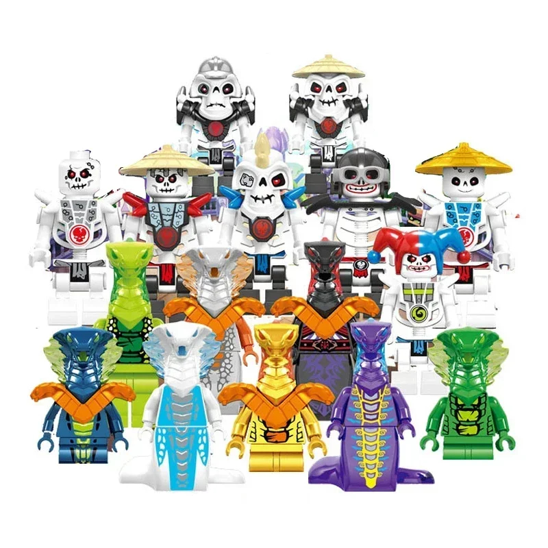 (8 PCS C) Anime Characters Ninja Mini Figures Ultra Violet Pyro Snake Building Blocks Kid Toys Christmas Gifts