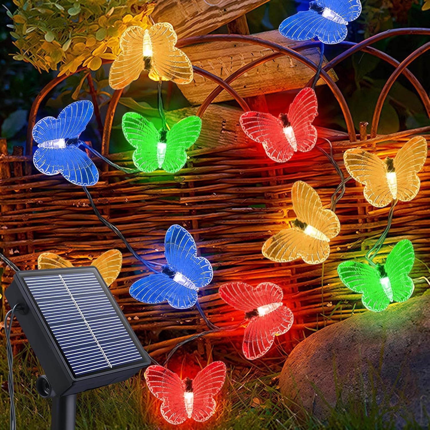 Butterfly Solar String Lights 5M 20LED Solar Powered 8 Modes Decorative Light for Home Party Birthday Summer Garden Wedding Christmas Indoor Outdoor