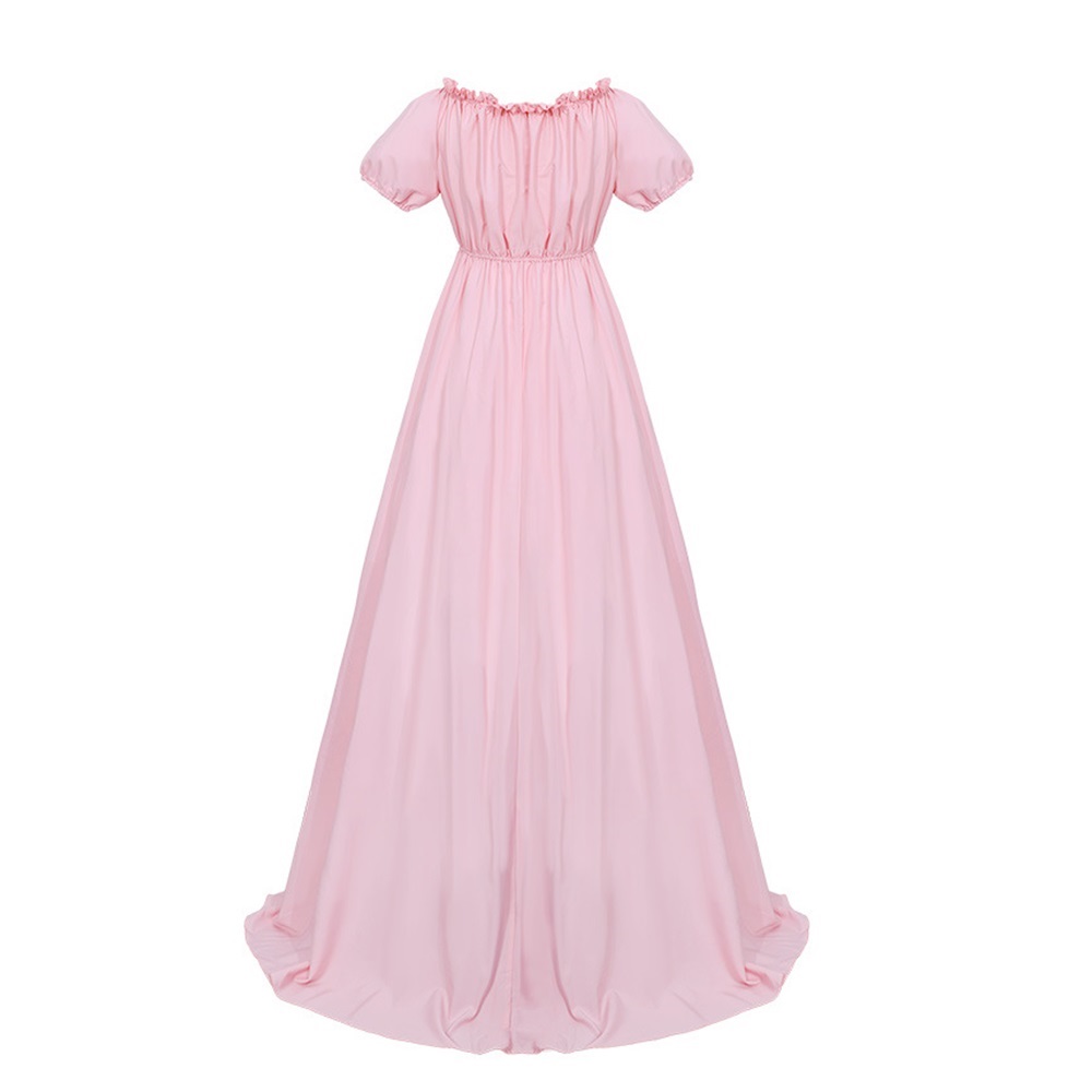 (L) Bridgerton Dress Medieval Vintage Ball Gown Pink Cosplay Costume for Girls Party Performance