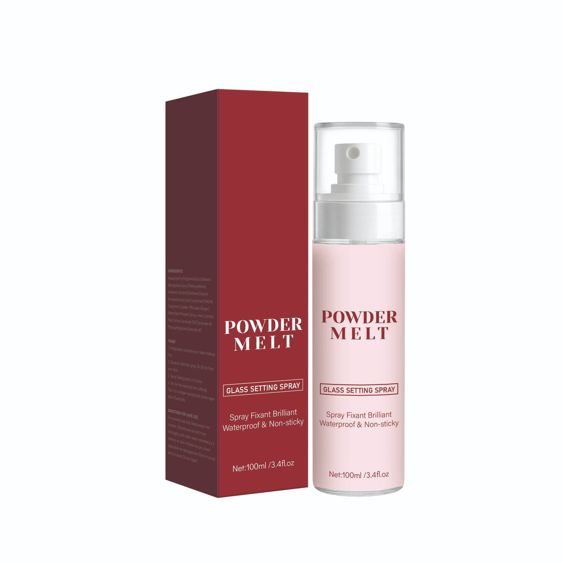 Powder Melt Glass Setting Spray Long Lasting Makeup Fixer For Flawless Shine Control Daily Wear Photography Events 100ml
