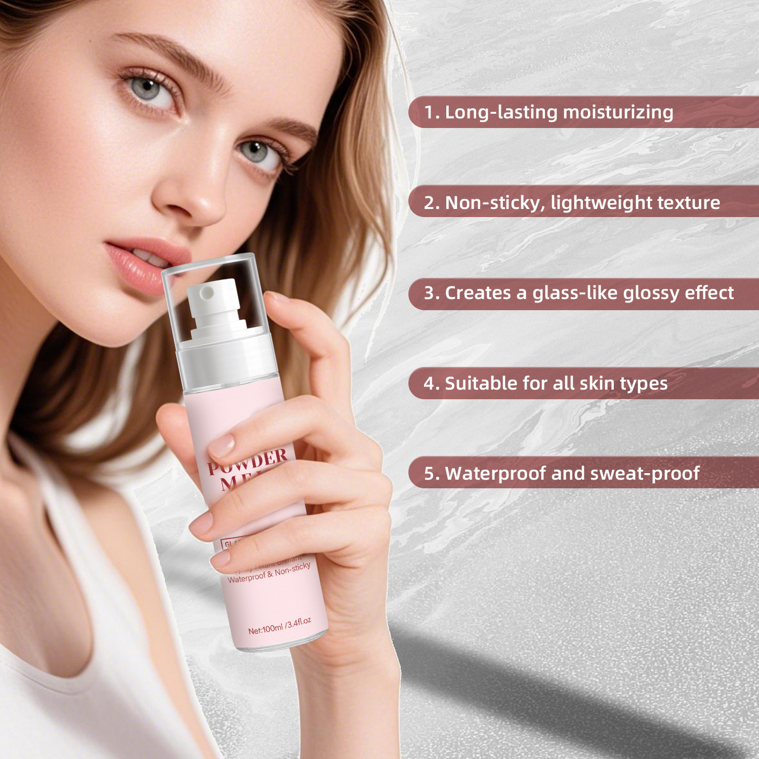Powder Melt Glass Setting Spray Long Lasting Makeup Fixer For Flawless Shine Control Daily Wear Photography Events 100ml