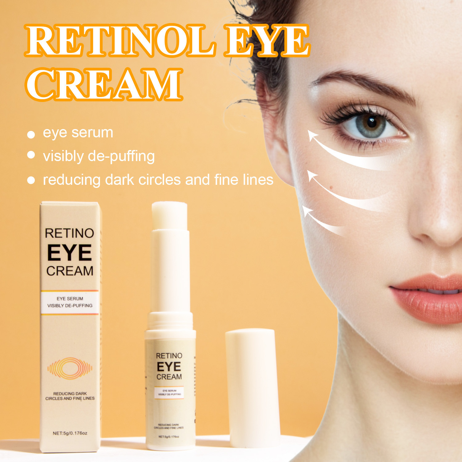 Retinol Eye Cream For Hydrating Smoothing Fine Lines Dark Circles Under Eye Puffiness Daily Skin Nourishment 5g