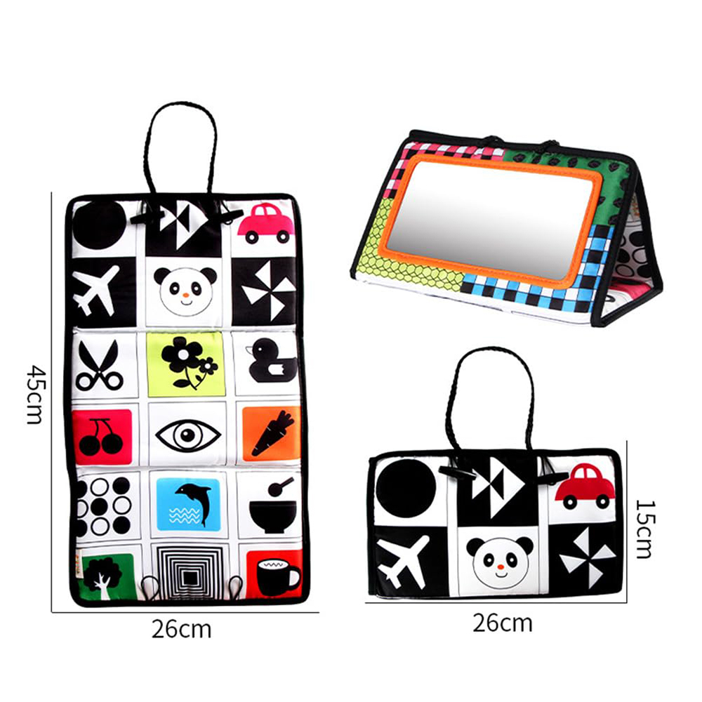 (B) Black and White Newborn Mirror Toys Baby Tummy Time for Babies Montessori Development Crawl High Contrast Activity Sensory Toy