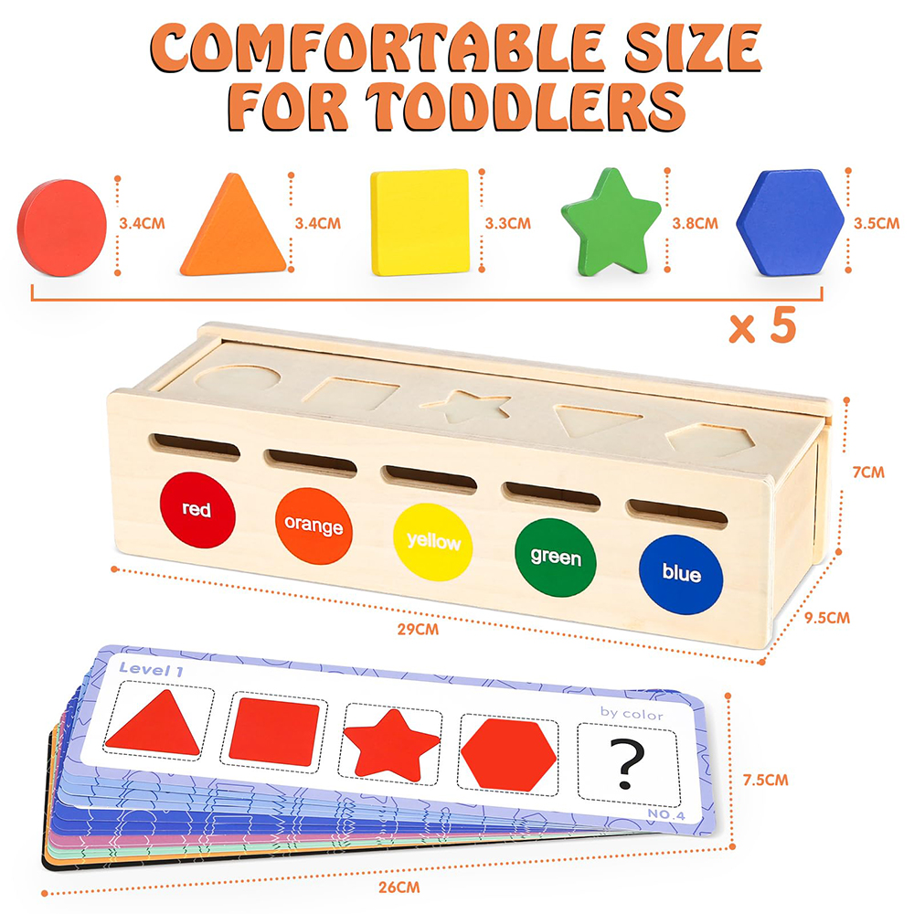 Wooden Color Shape Sorting Box Montessori Toys Color Shape Sorting Toy Preschool Early Learning Educational Toy for Kids Gifts