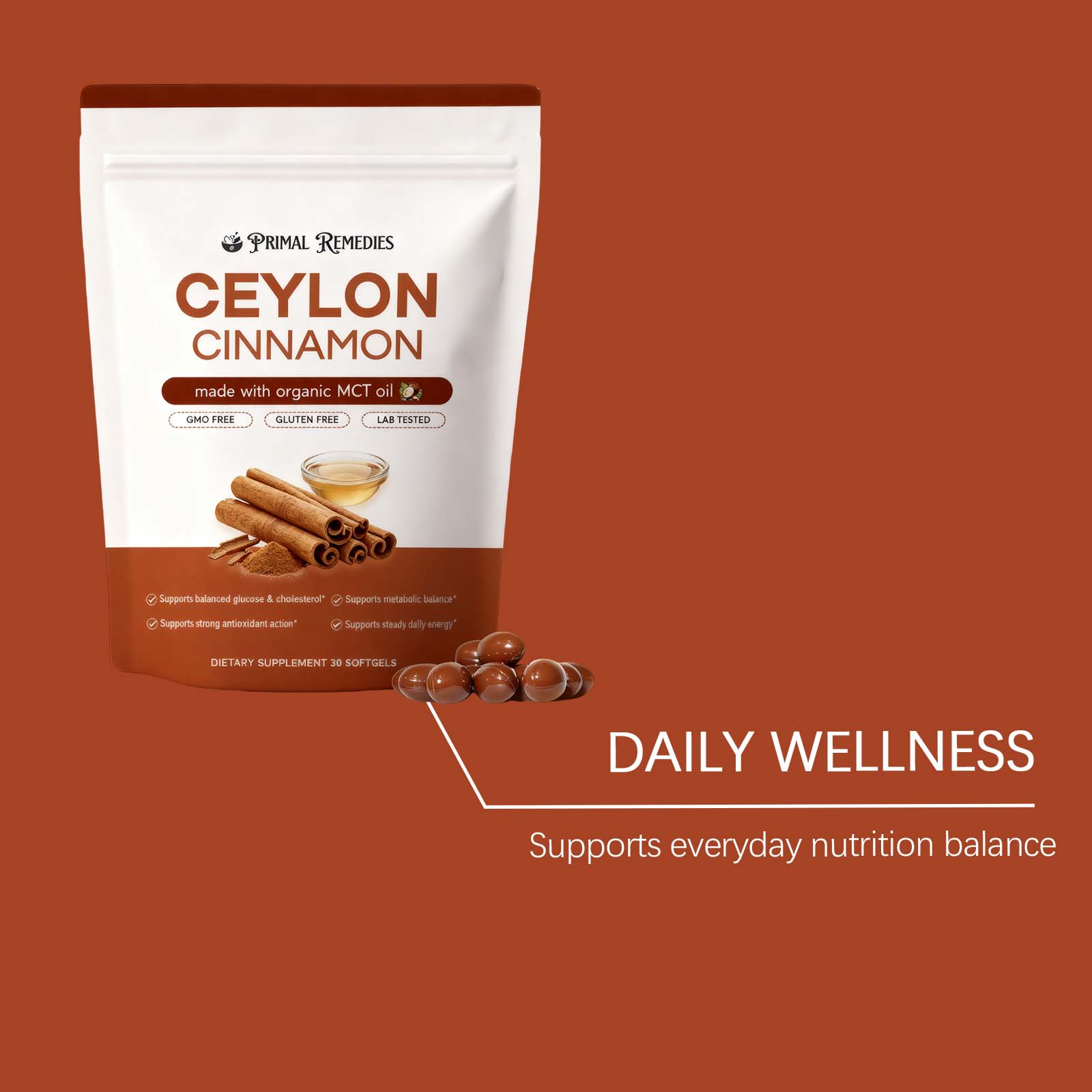 Cinnamon Soft Capsules Mild Formula Dietary Supplement Nourish Body Energy Comfort Balance Daily Body Care Nutritional Softgel Health Support