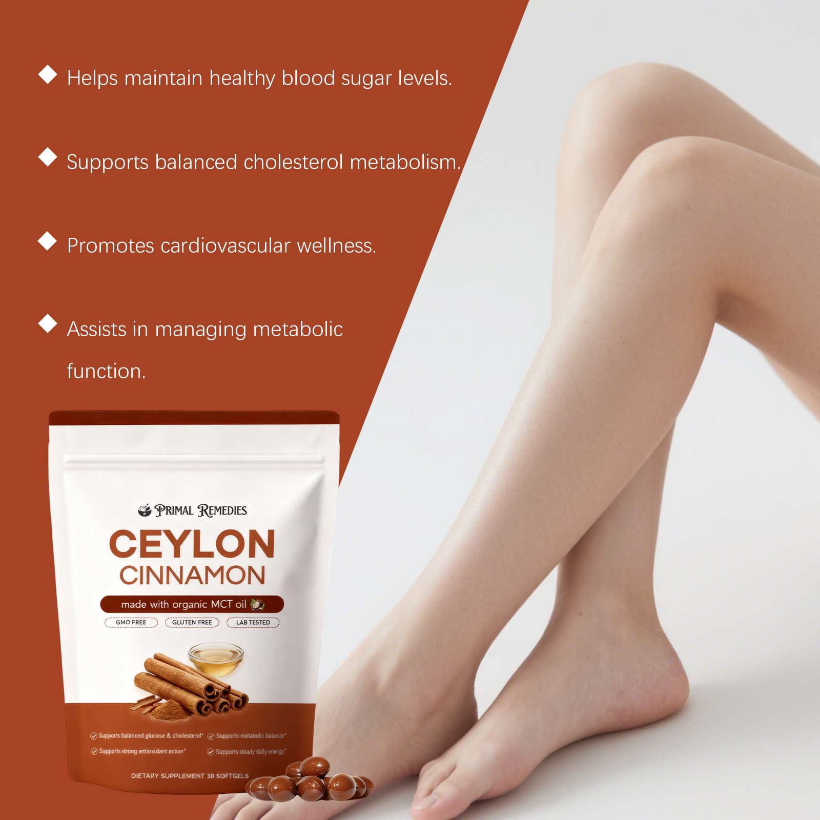 Cinnamon Soft Capsules Mild Formula Dietary Supplement Nourish Body Energy Comfort Balance Daily Body Care Nutritional Softgel Health Support