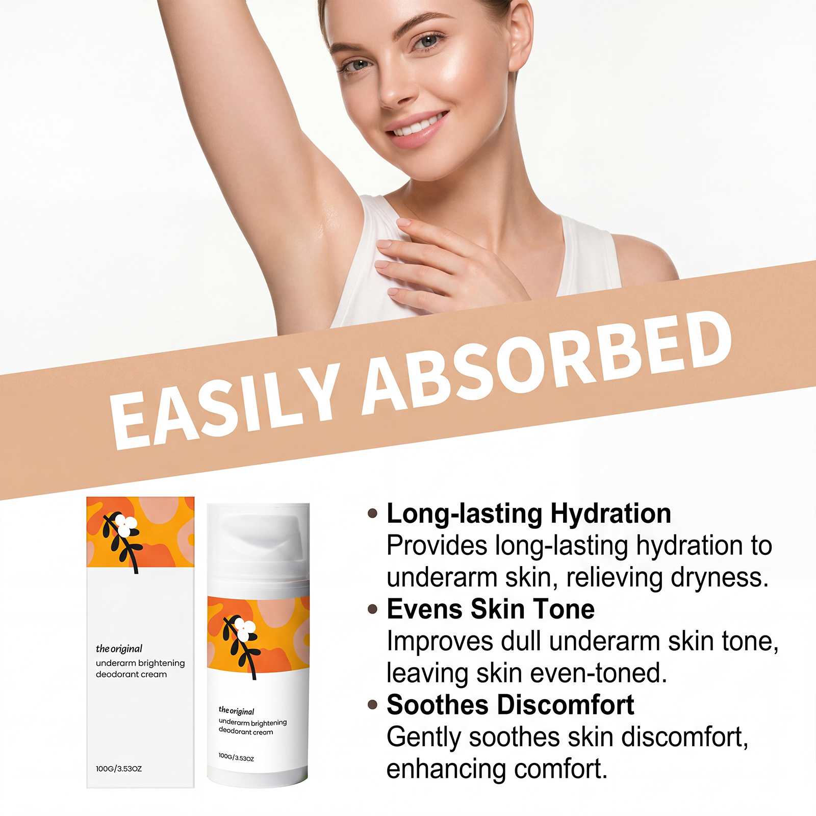 Underarm Brightening Cream Moisturizing Hydrating Softening Delicate Bright Mild Smooth Quick Absorb Skin Care Body Complexion