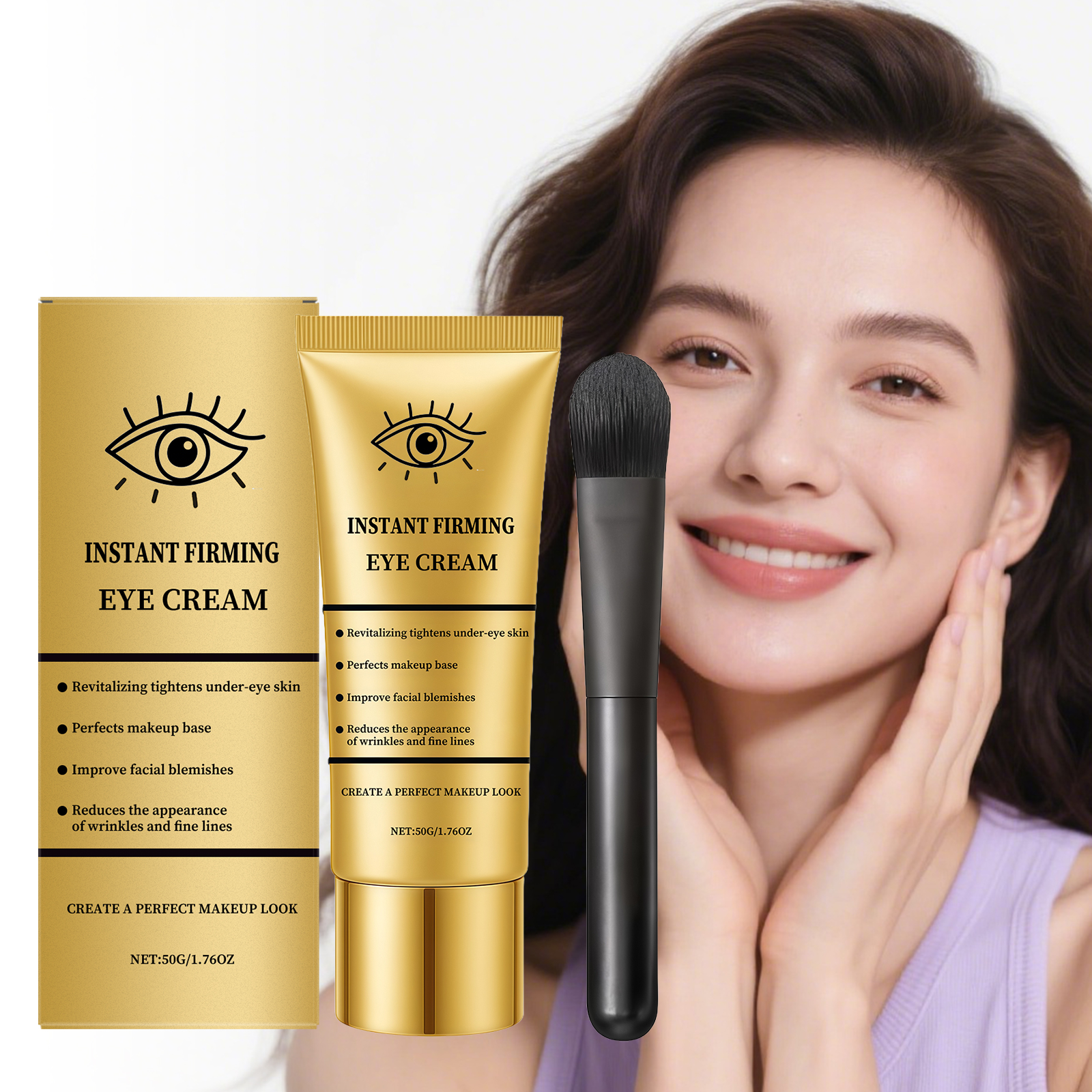 Brightening Nourishing Eye Cream Daily Mild Moisturizing Hydrating Lock Water Elastic Soft Skin Around Eyes Massage Care Lotion