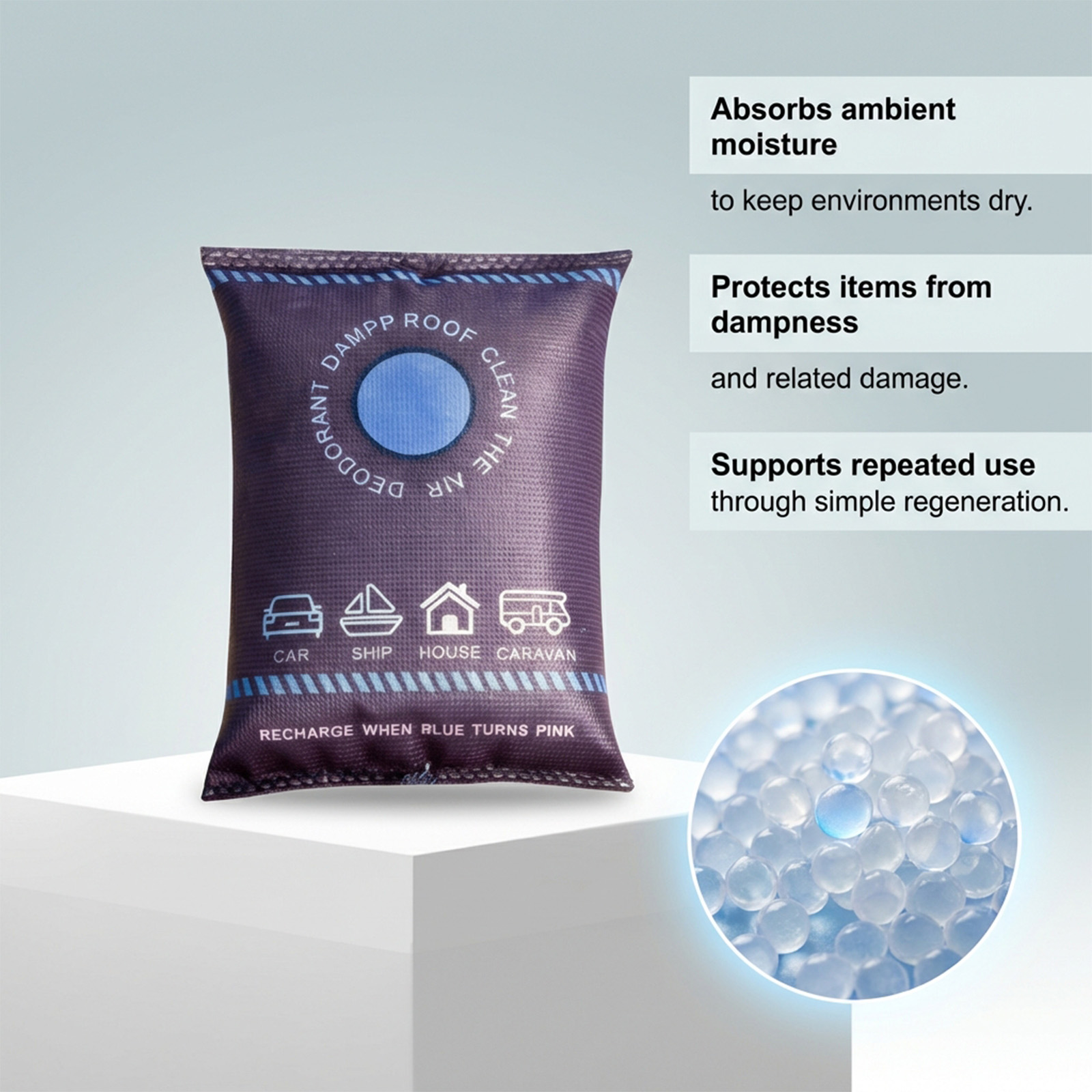Silica Gel Desiccant Reusable MoistureAbsorbing MildewProof DampResistant Household Wardrobe MultiScene Dry Pouch For Daily Storage Indoor Space Care