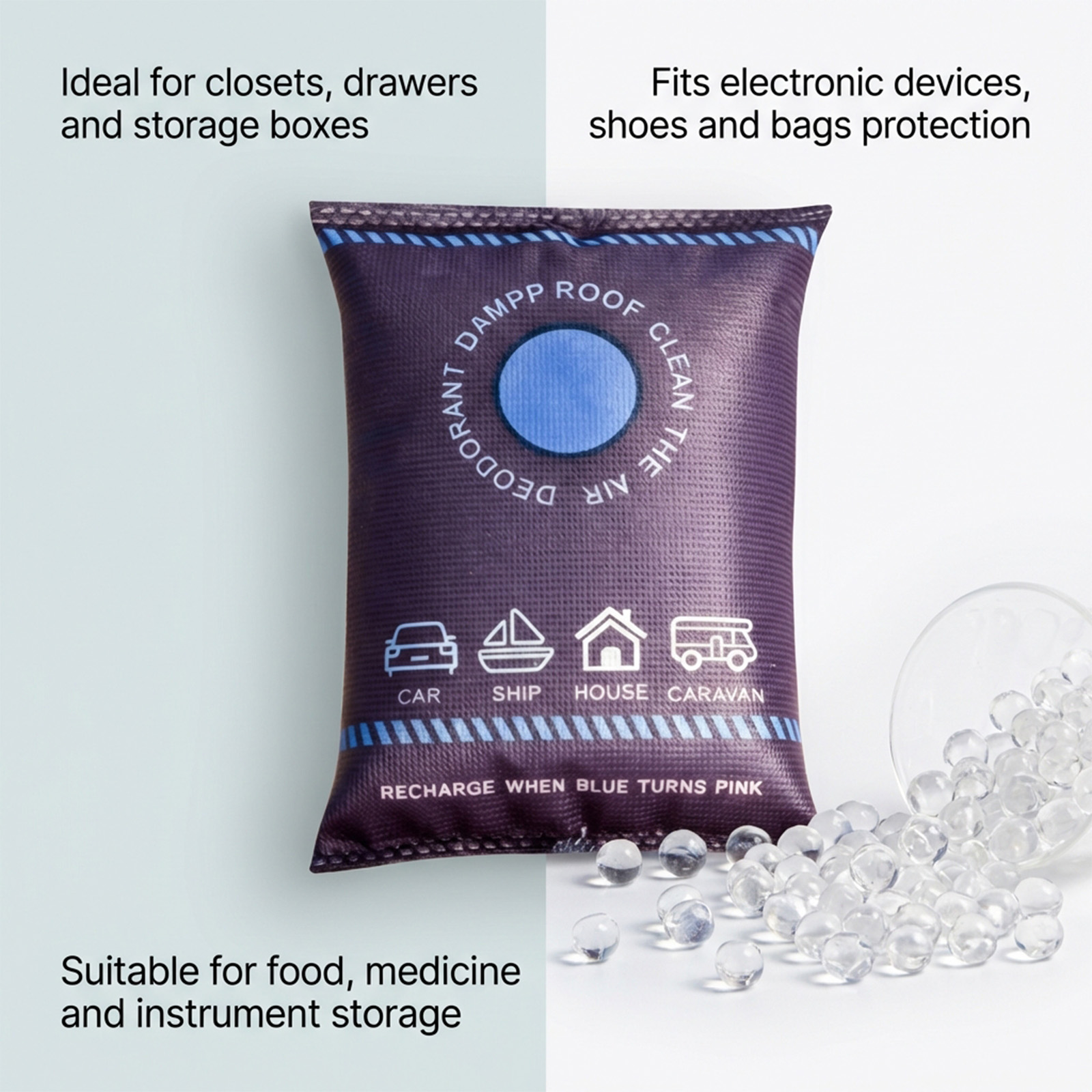 Silica Gel Desiccant Reusable MoistureAbsorbing MildewProof DampResistant Household Wardrobe MultiScene Dry Pouch For Daily Storage Indoor Space Care