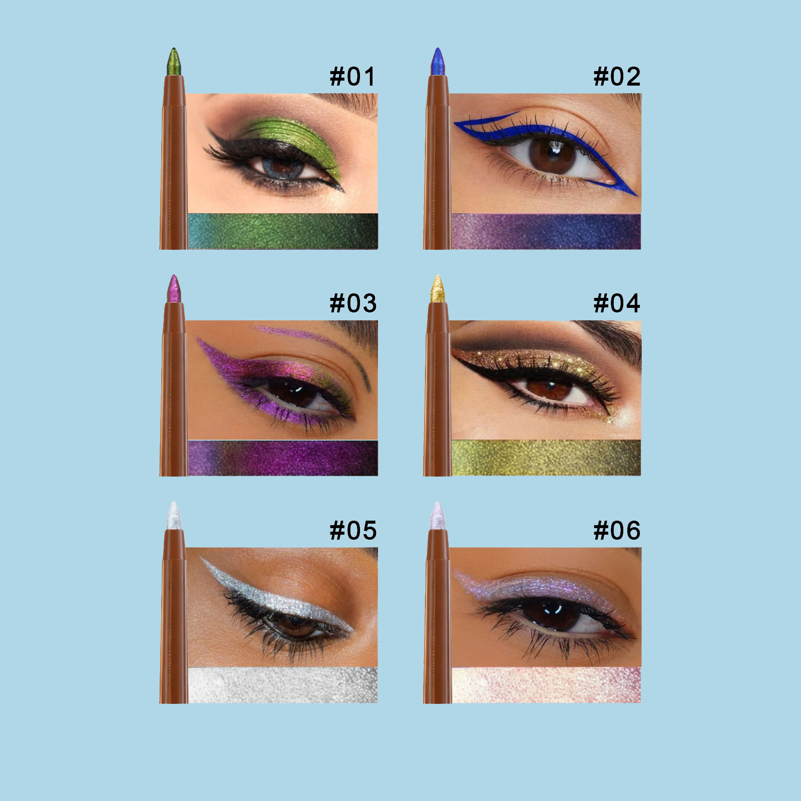 (02) Gel Eyeliner Smooth Fluid Natural Outline Color Retain Makeup Anti Smudge Daily Facial Makeup
