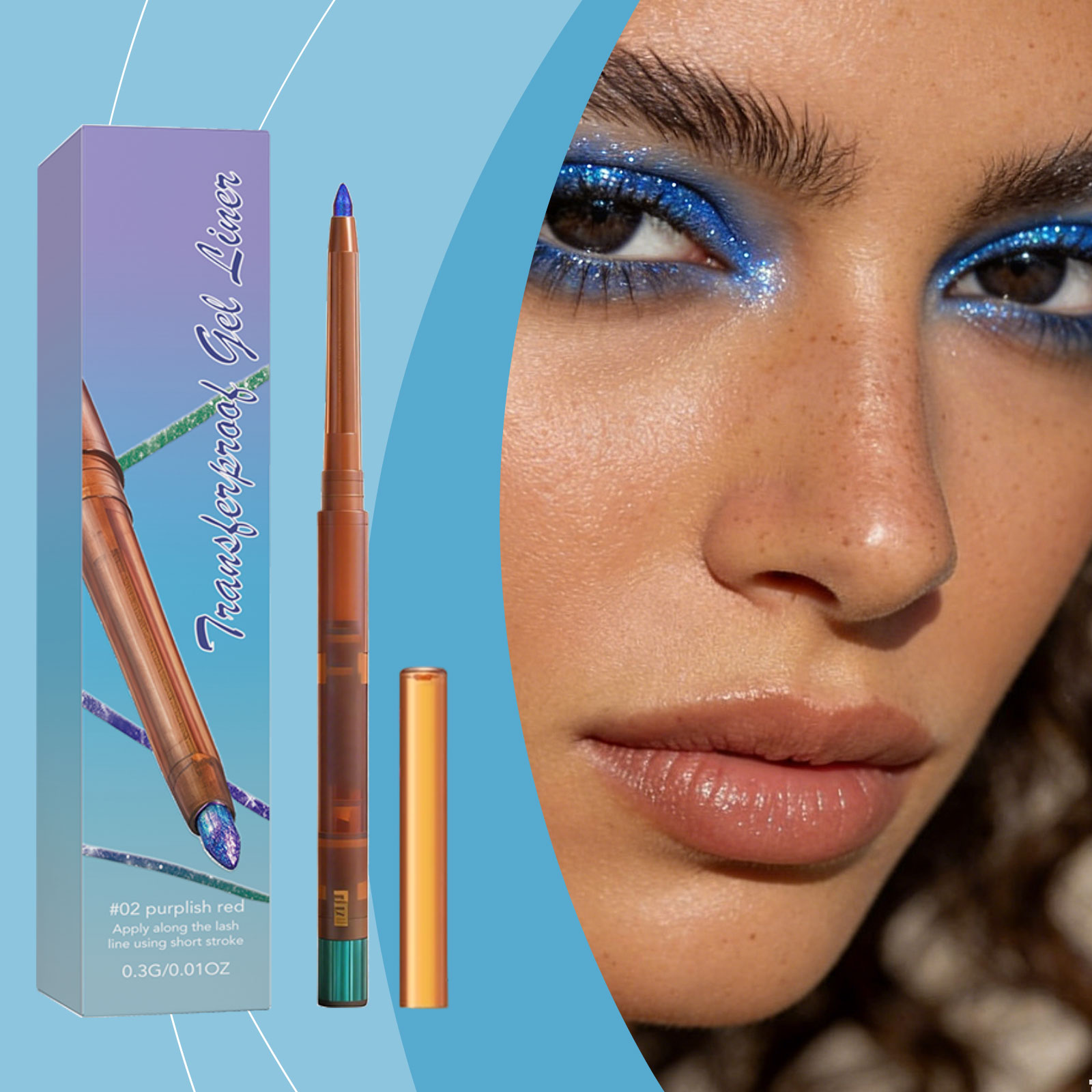 (02) Gel Eyeliner Smooth Fluid Natural Outline Color Retain Makeup Anti Smudge Daily Facial Makeup