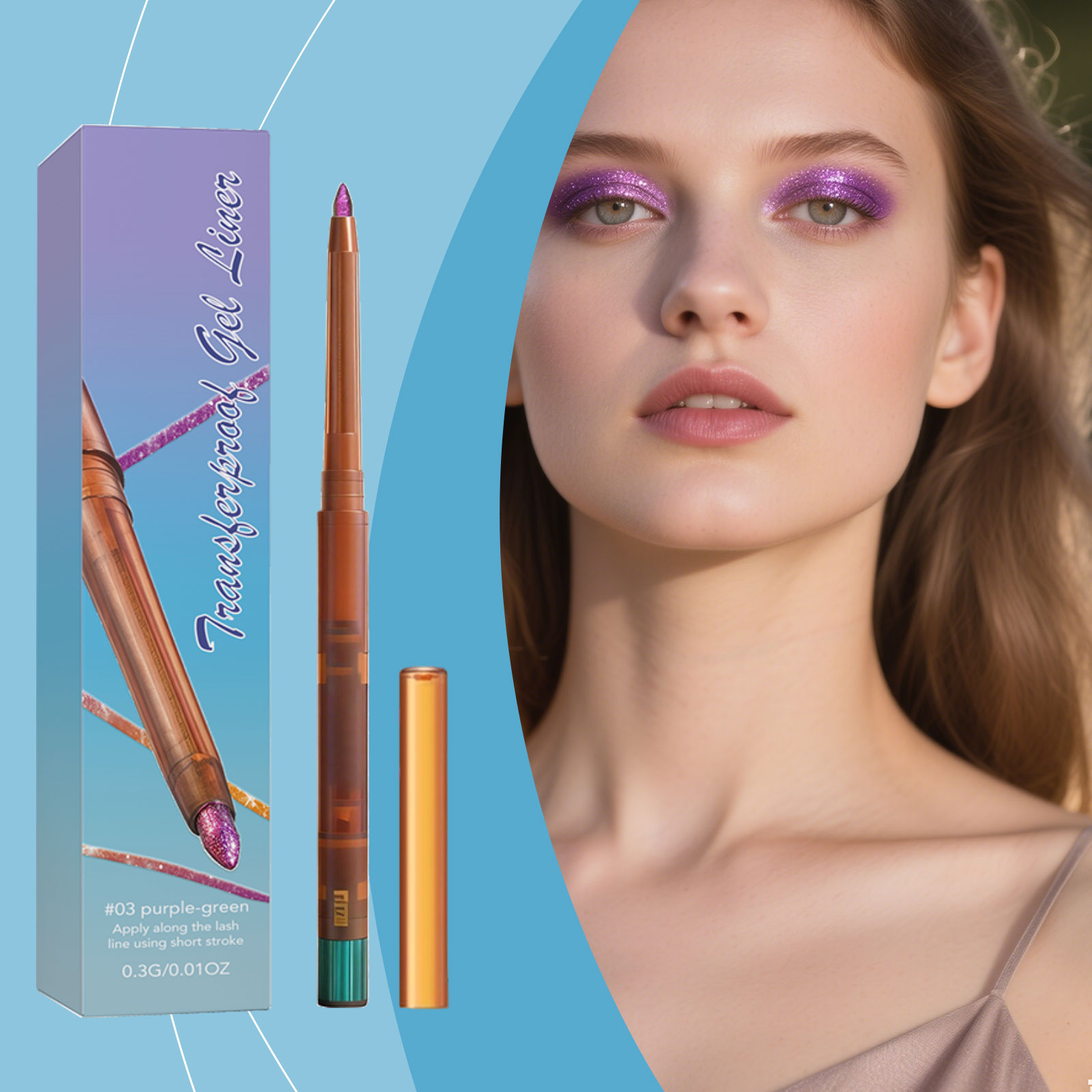 (02) Gel Eyeliner Smooth Fluid Natural Outline Color Retain Makeup Anti Smudge Daily Facial Makeup