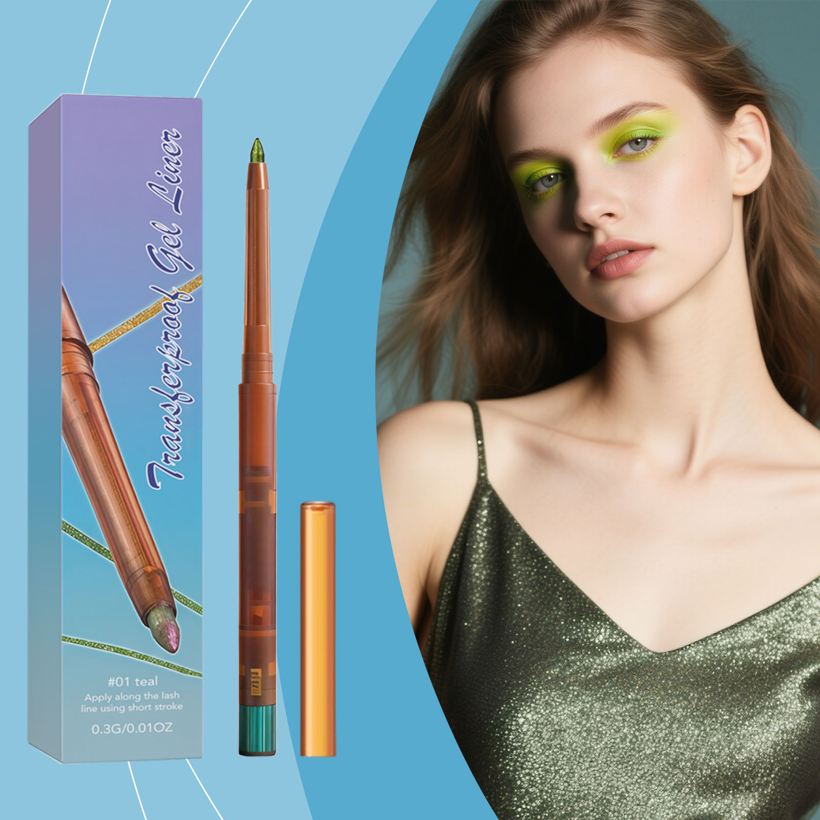 (02) Gel Eyeliner Smooth Fluid Natural Outline Color Retain Makeup Anti Smudge Daily Facial Makeup