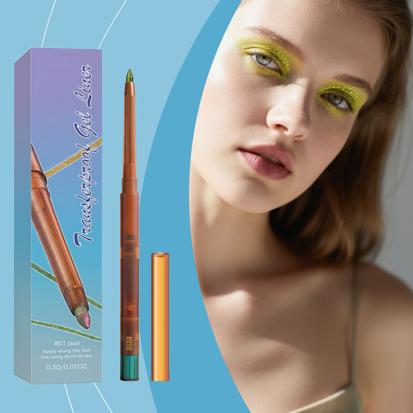 (02) Gel Eyeliner Smooth Fluid Natural Outline Color Retain Makeup Anti Smudge Daily Facial Makeup