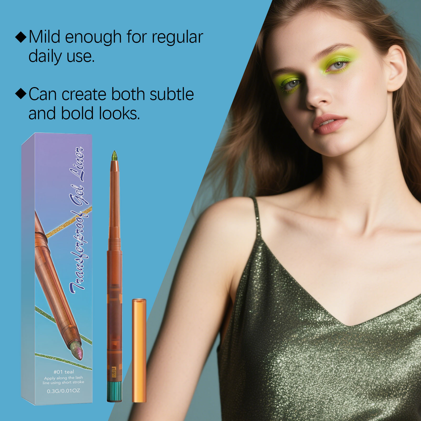 (02) Gel Eyeliner Smooth Fluid Natural Outline Color Retain Makeup Anti Smudge Daily Facial Makeup