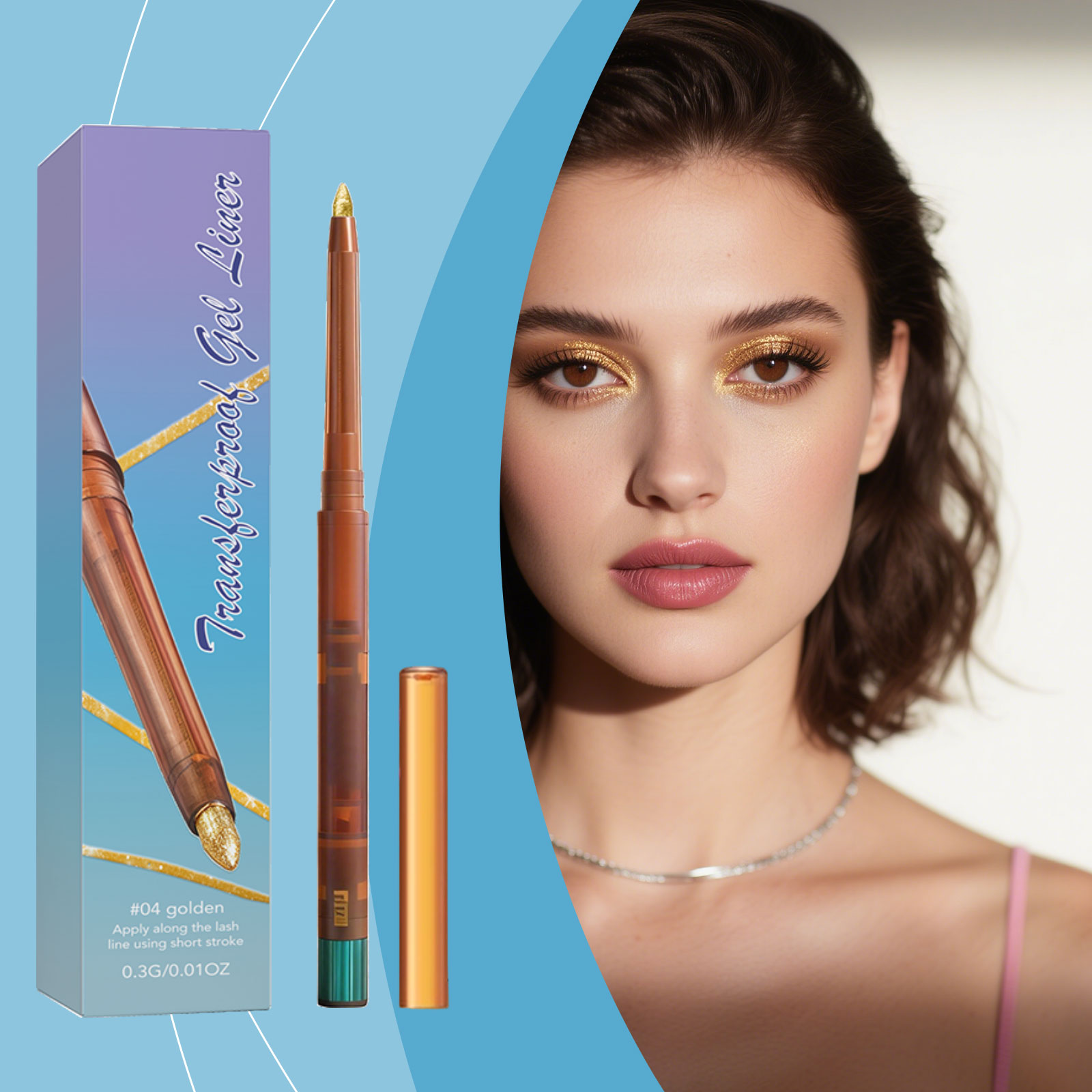(02) Gel Eyeliner Smooth Fluid Natural Outline Color Retain Makeup Anti Smudge Daily Facial Makeup