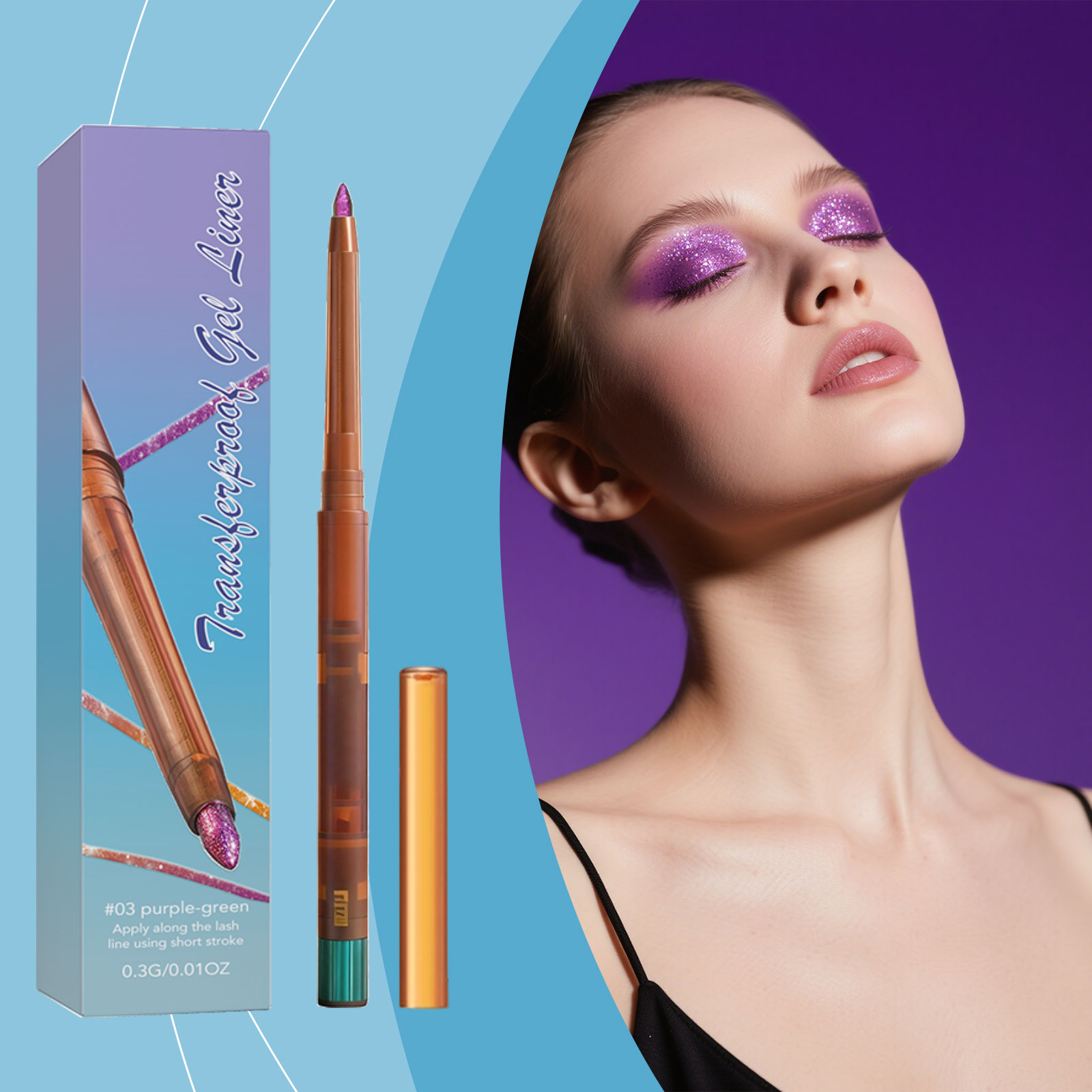 (02) Gel Eyeliner Smooth Fluid Natural Outline Color Retain Makeup Anti Smudge Daily Facial Makeup