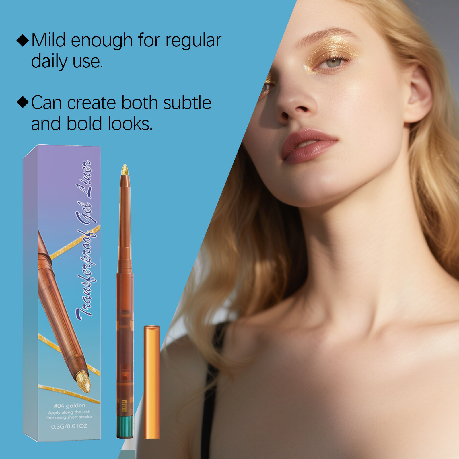 (02) Gel Eyeliner Smooth Fluid Natural Outline Color Retain Makeup Anti Smudge Daily Facial Makeup