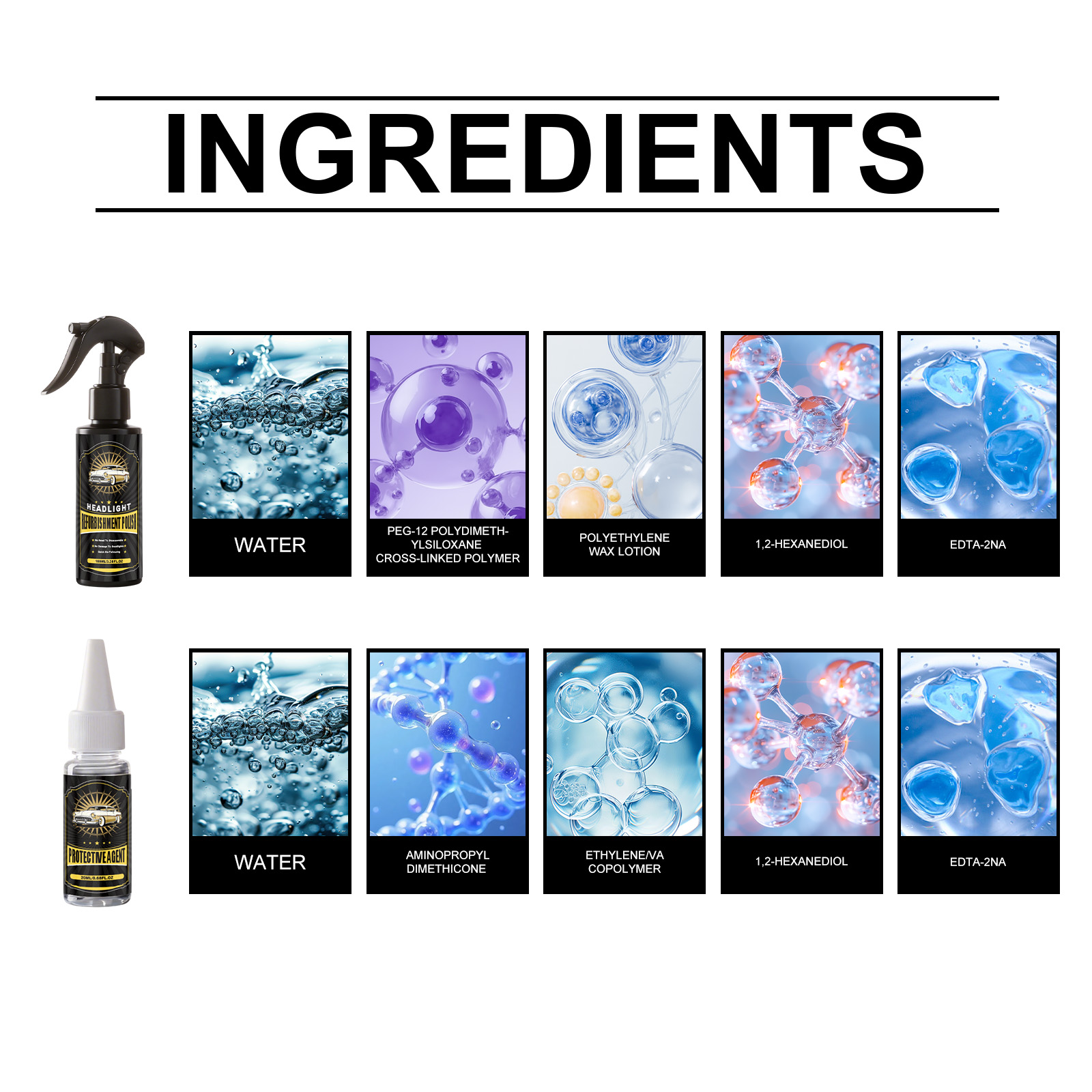 Car Headlight Care Kit Renovate Polish Clean Protect Brighten Clear Vision Lamp Surface