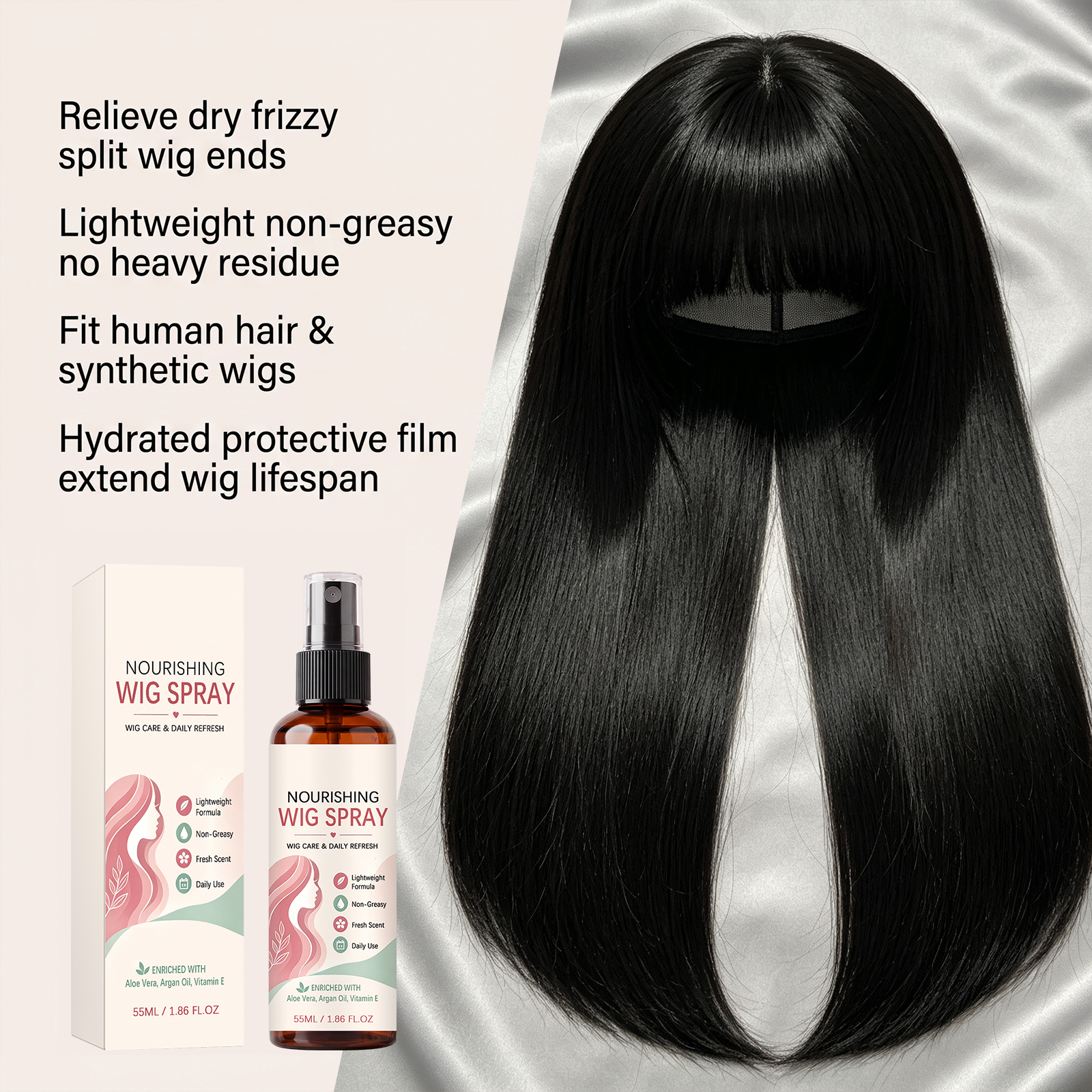 Wig Nourishing Spray Deep Hydration Anti Static Anti Frizz Dry Rough Taming Silky Smoothing Care