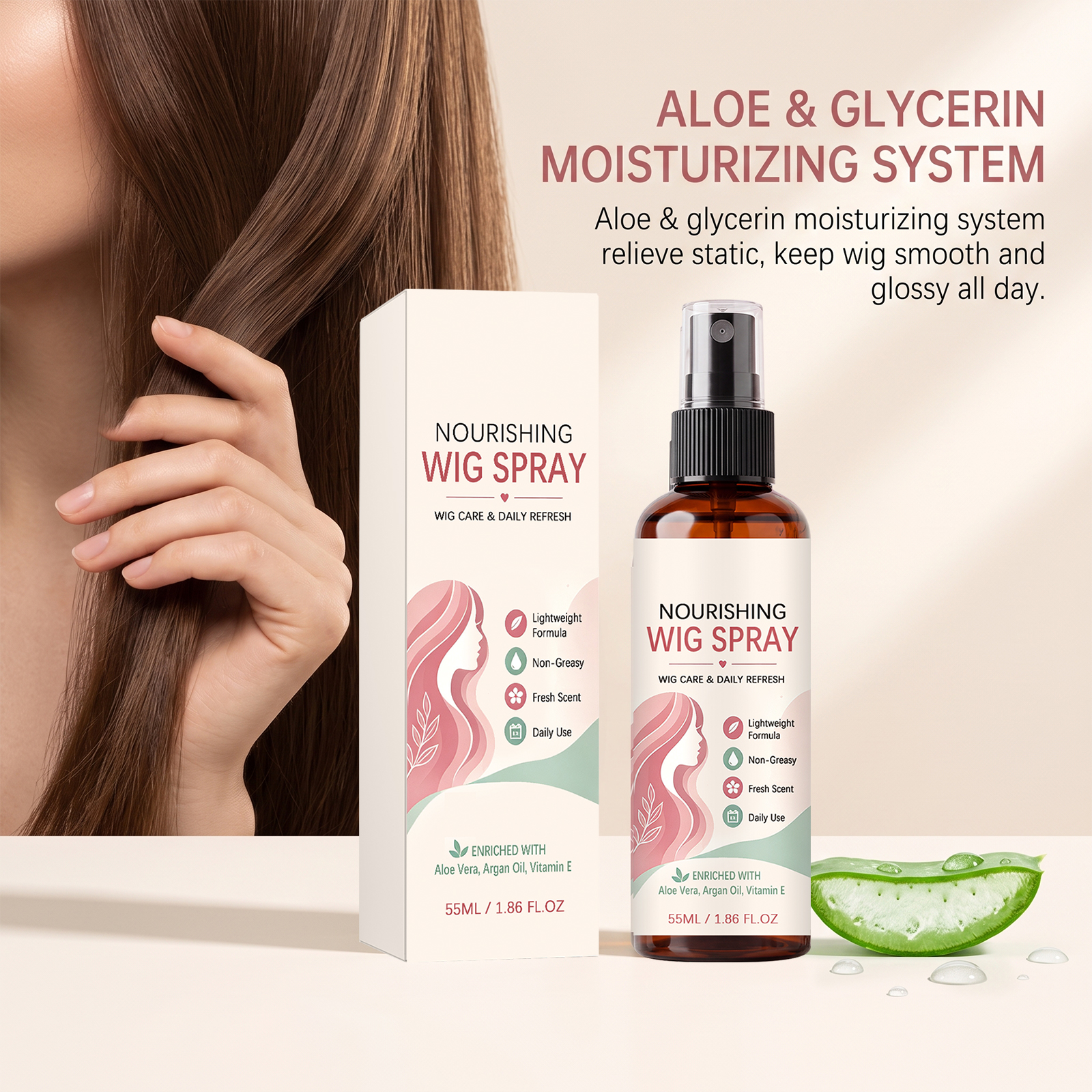 Wig Nourishing Spray Deep Hydration Anti Static Anti Frizz Dry Rough Taming Silky Smoothing Care