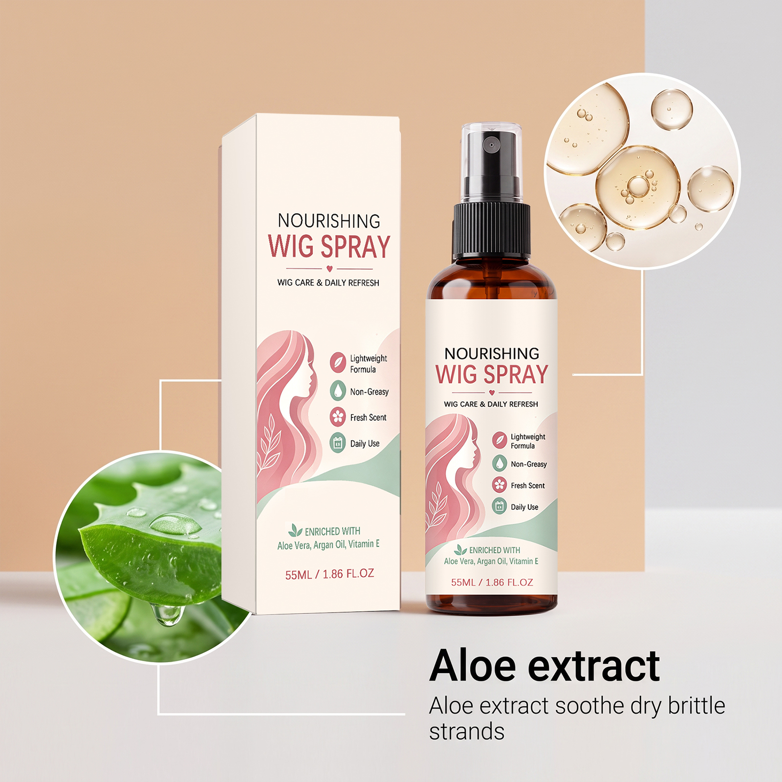 Wig Nourishing Spray Deep Hydration Anti Static Anti Frizz Dry Rough Taming Silky Smoothing Care