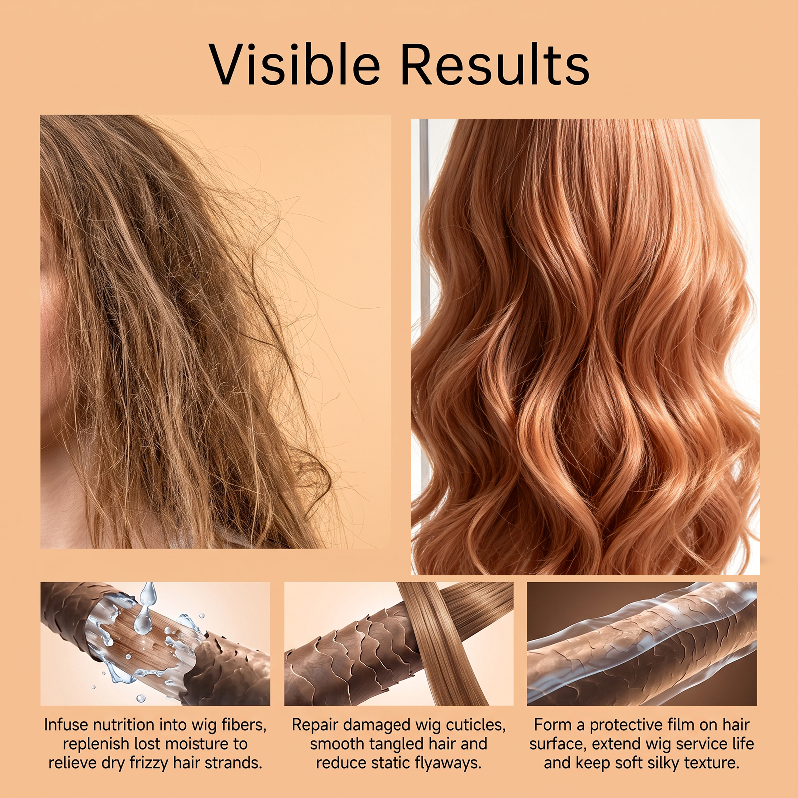 Wig Nourishing Spray Deep Hydration Anti Static Anti Frizz Dry Rough Taming Silky Smoothing Care