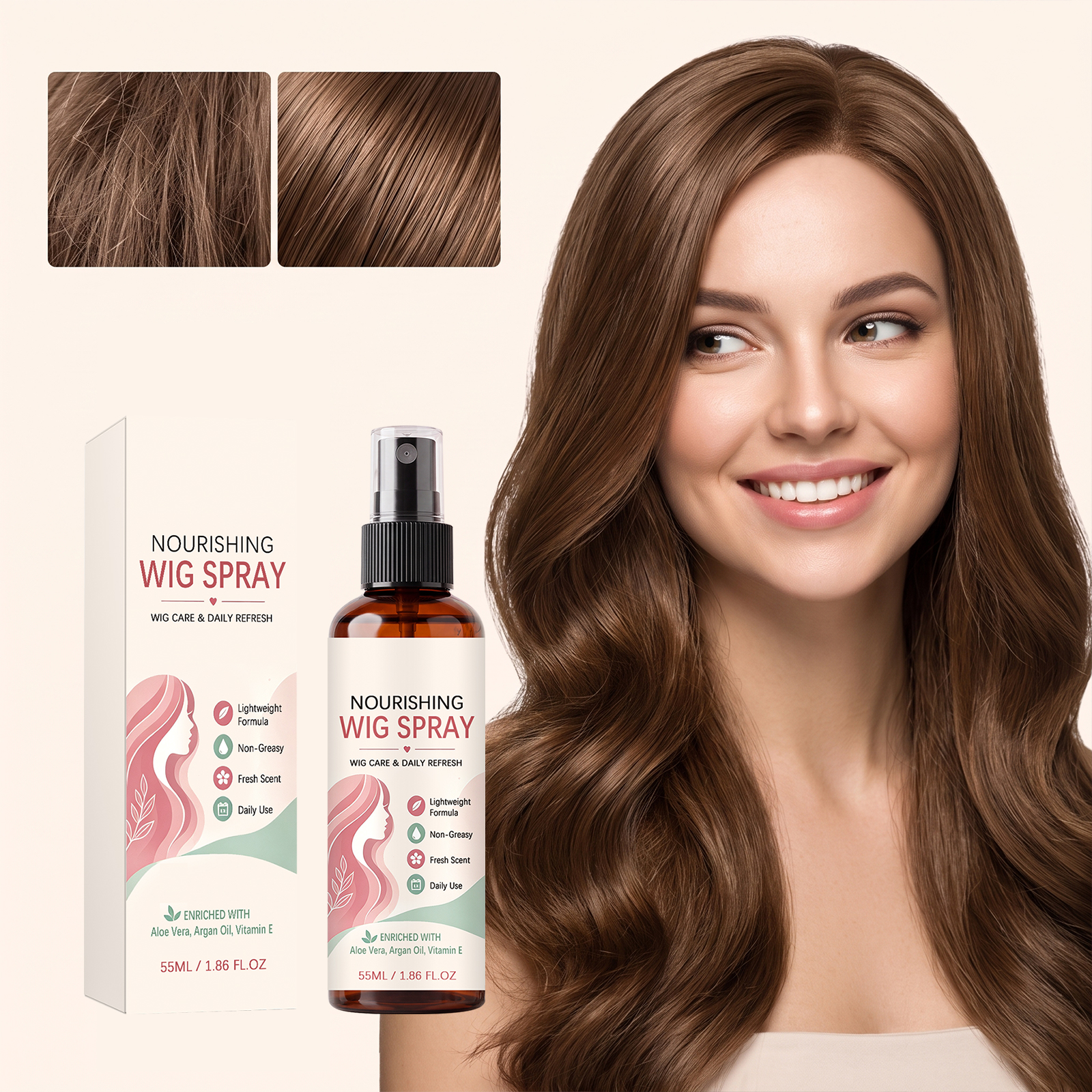 Wig Nourishing Spray Deep Hydration Anti Static Anti Frizz Dry Rough Taming Silky Smoothing Care