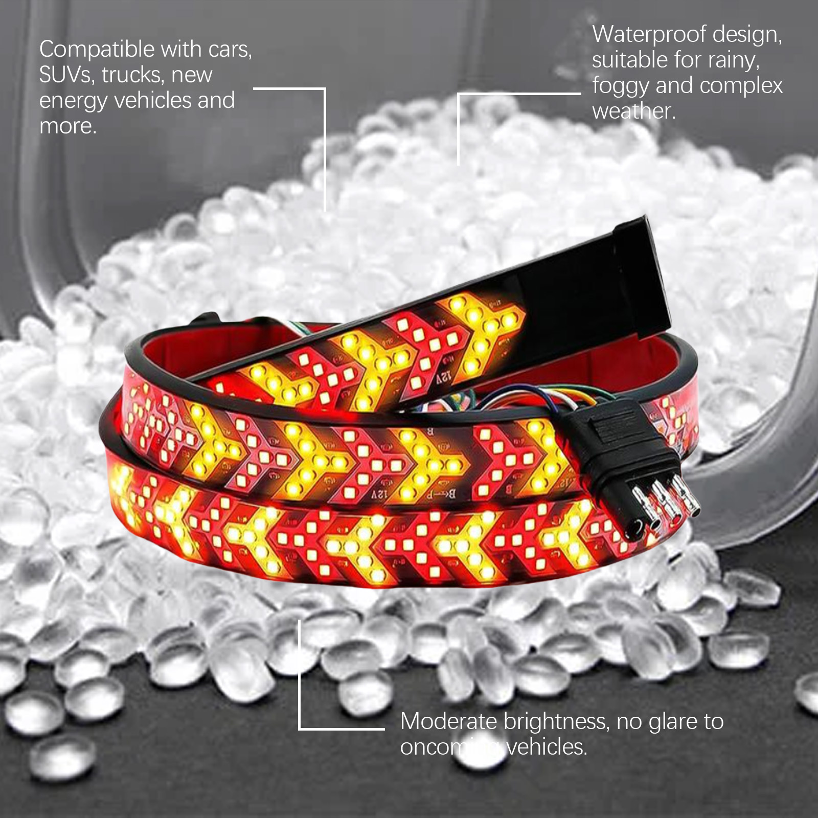 Led Taillight Warning Lamp Waterproof Durable Red Yellow Dual Color Flowing Steering Multifunction Brake Turning Rear Lamp
