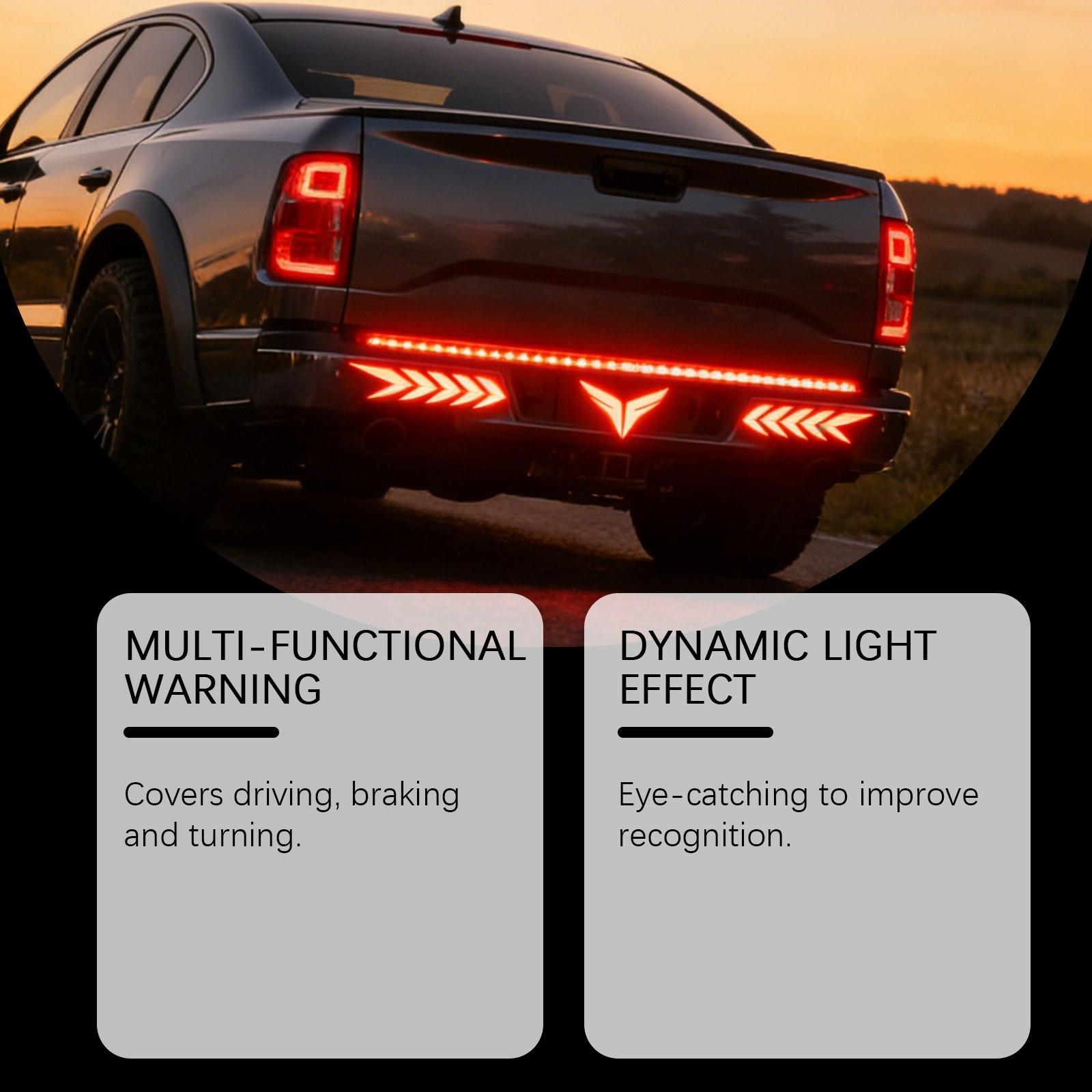 Led Taillight Warning Lamp Waterproof Durable Red Yellow Dual Color Flowing Steering Multifunction Brake Turning Rear Lamp